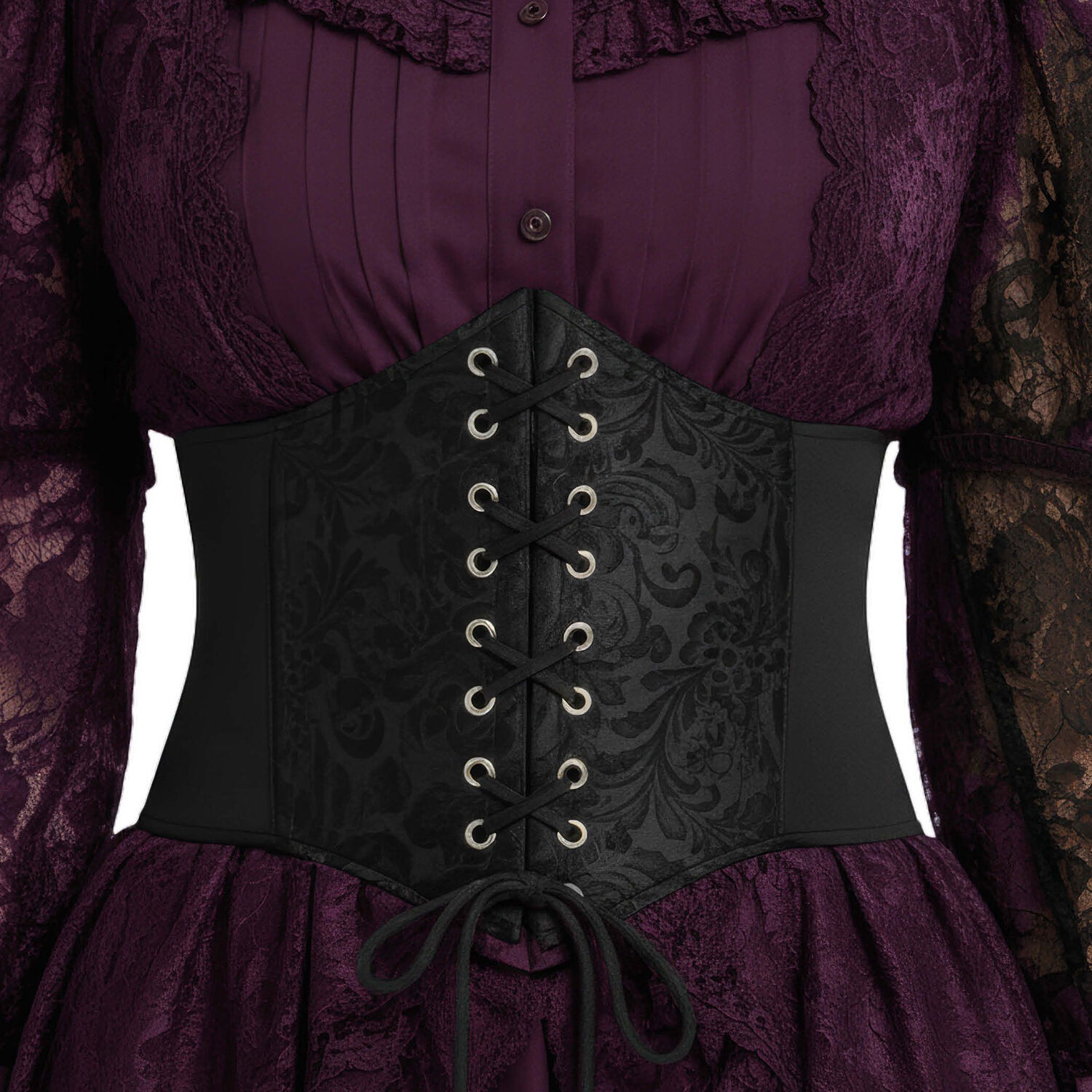 NEU Korsett-G�rtel schwarz, mit Schn�rung und Muster, elastisch