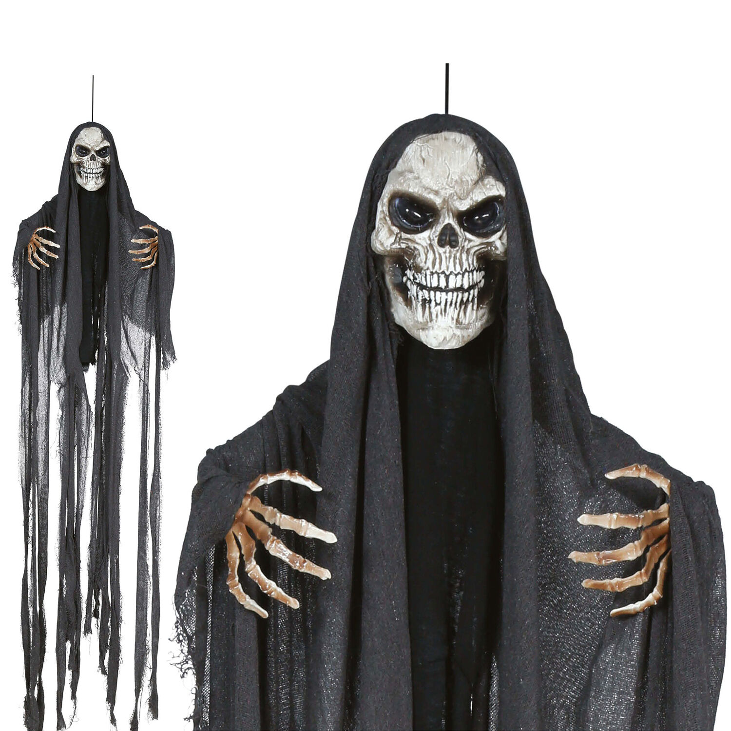 NEU Halloween Deko-H�ngefigur Skelett mit Fetzen Tunika, ca. 210cm, mit Licht- und Sound-Effekt