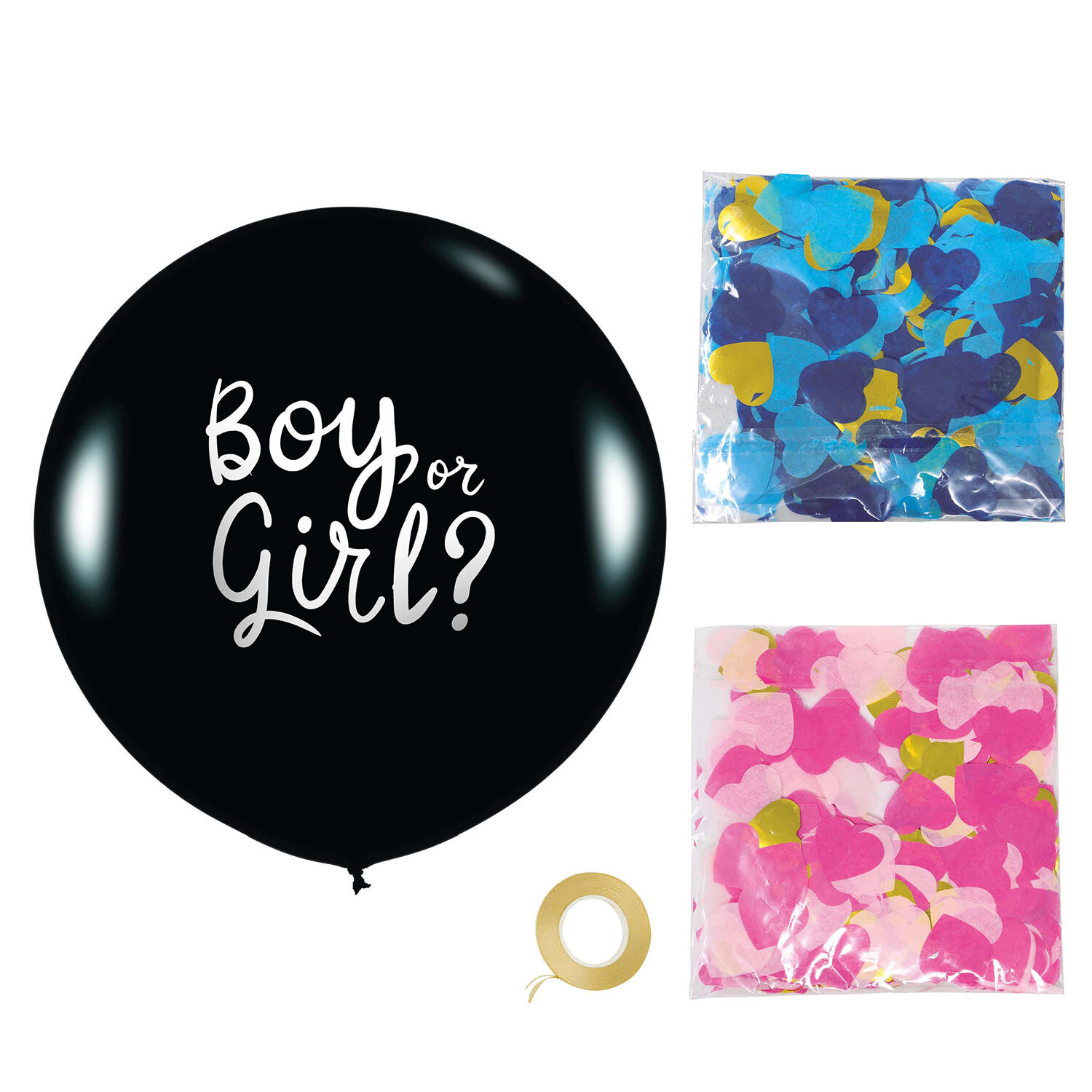 NEU Luftballon Gender Reveal mit rosa und blauem Konfetti