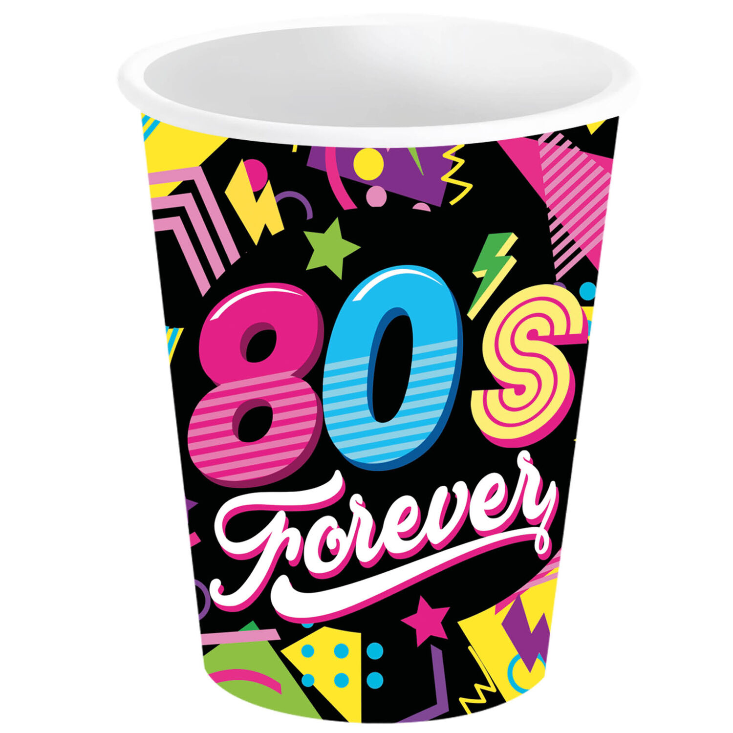 NEU Papp-Becher 80s Forever, 6 Stk., ca. 240ml