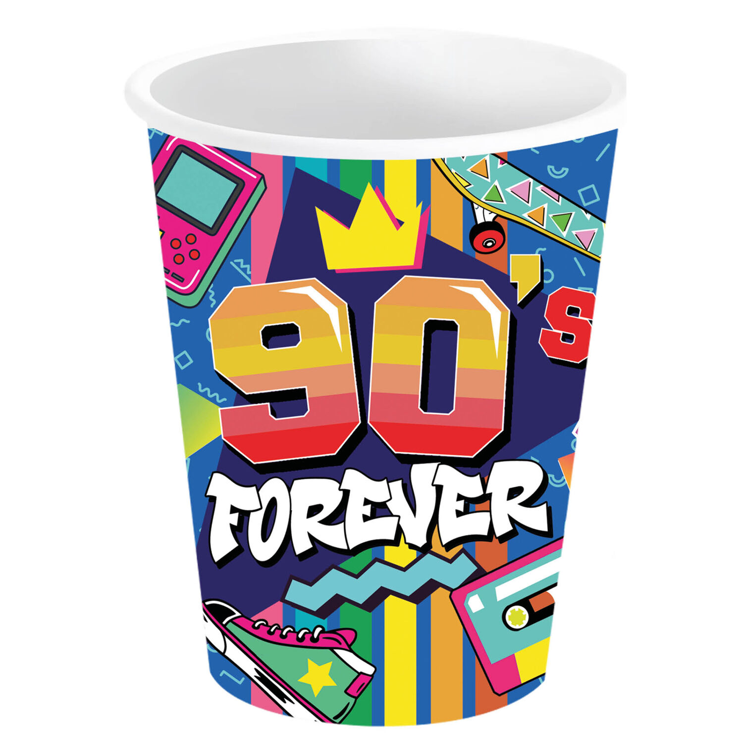 NEU Papp-Becher 90s Forever, 6 Stk., ca. 240ml