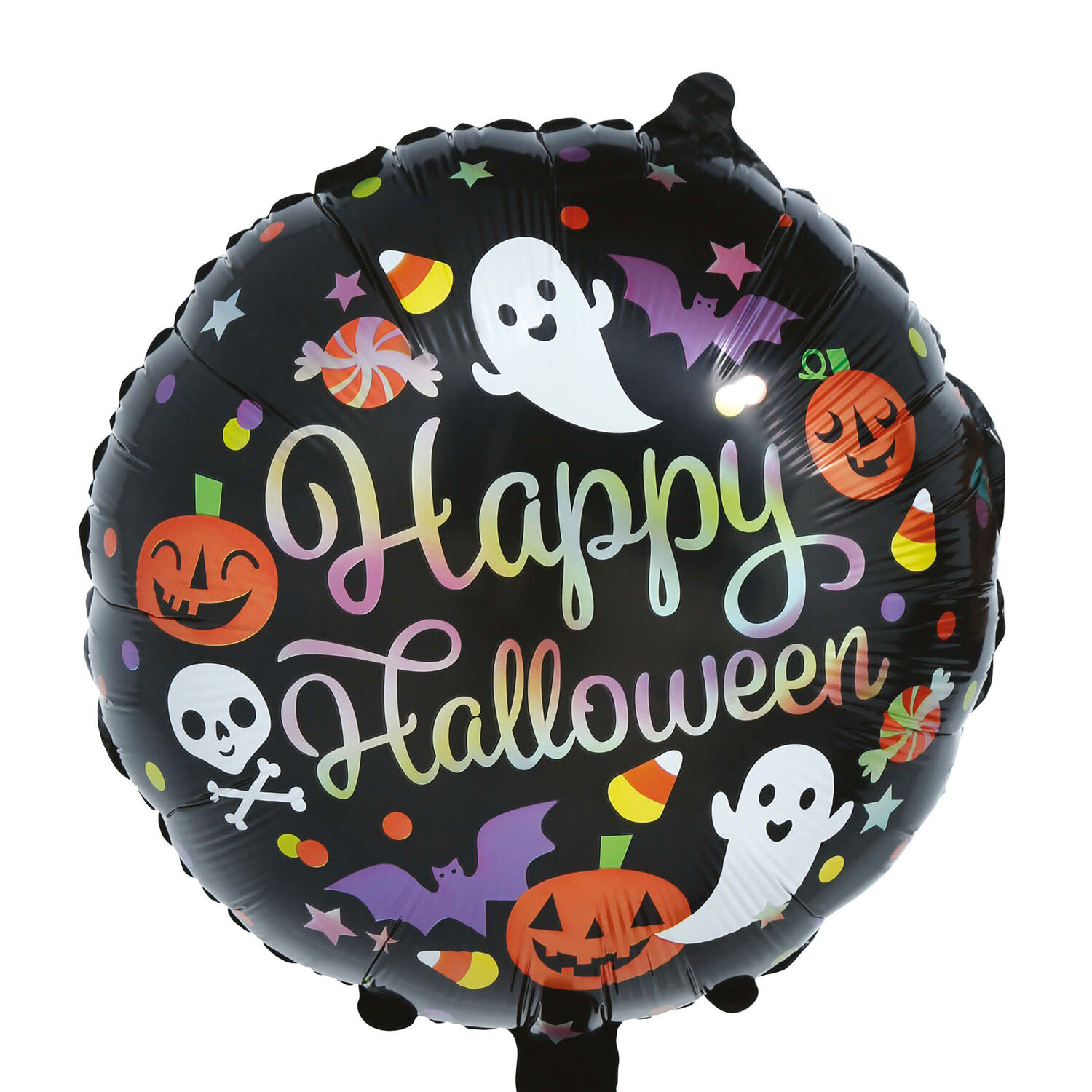 NEU Folienballon Happy Halloween, schwarz mit Halloween-Motiven, ca. 50cm