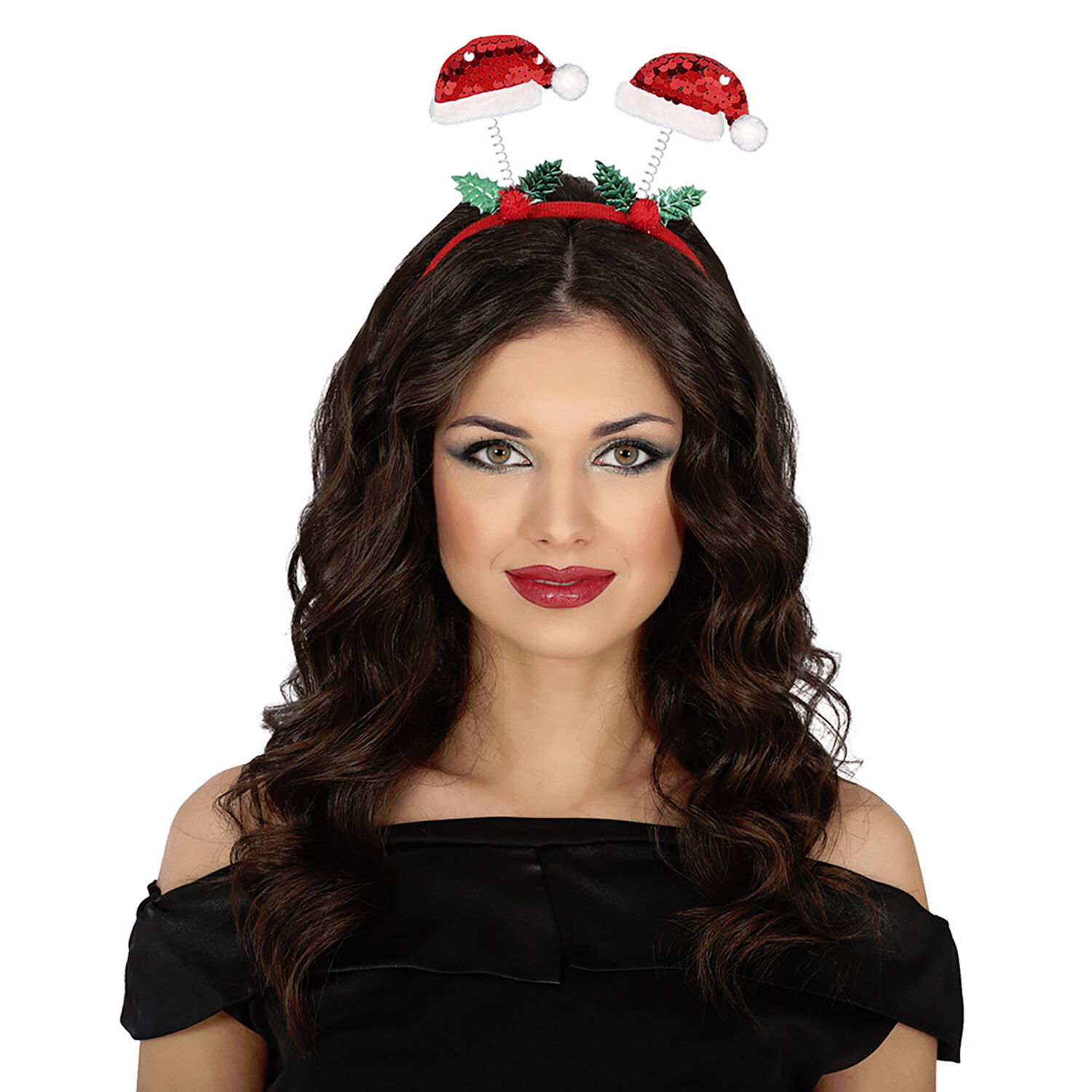 NEU Haarreif mit 2 Weihnachtsmann-Mtzen mit Pailletten