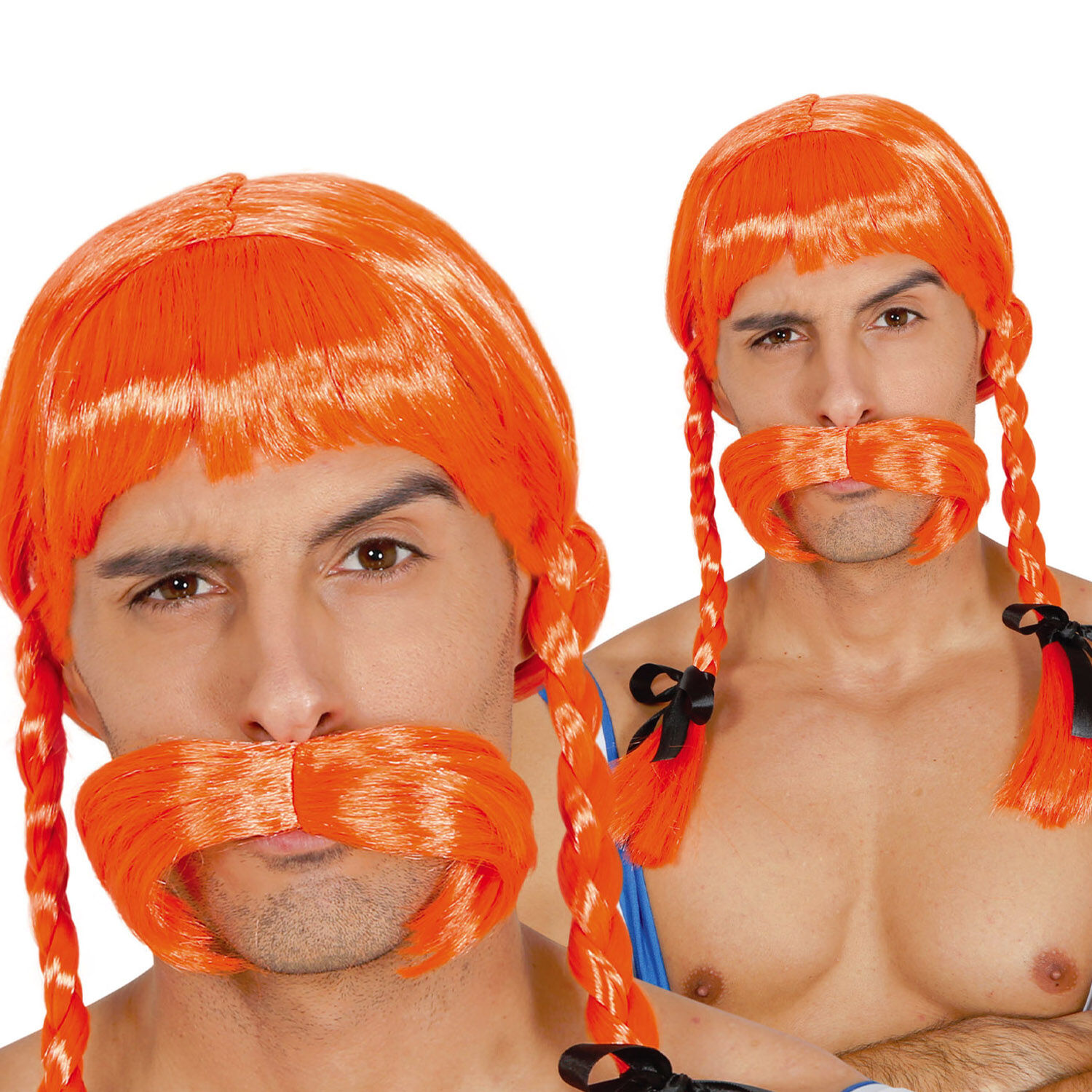 NEU Percke Gallier, mit Zopf und Bart, orange