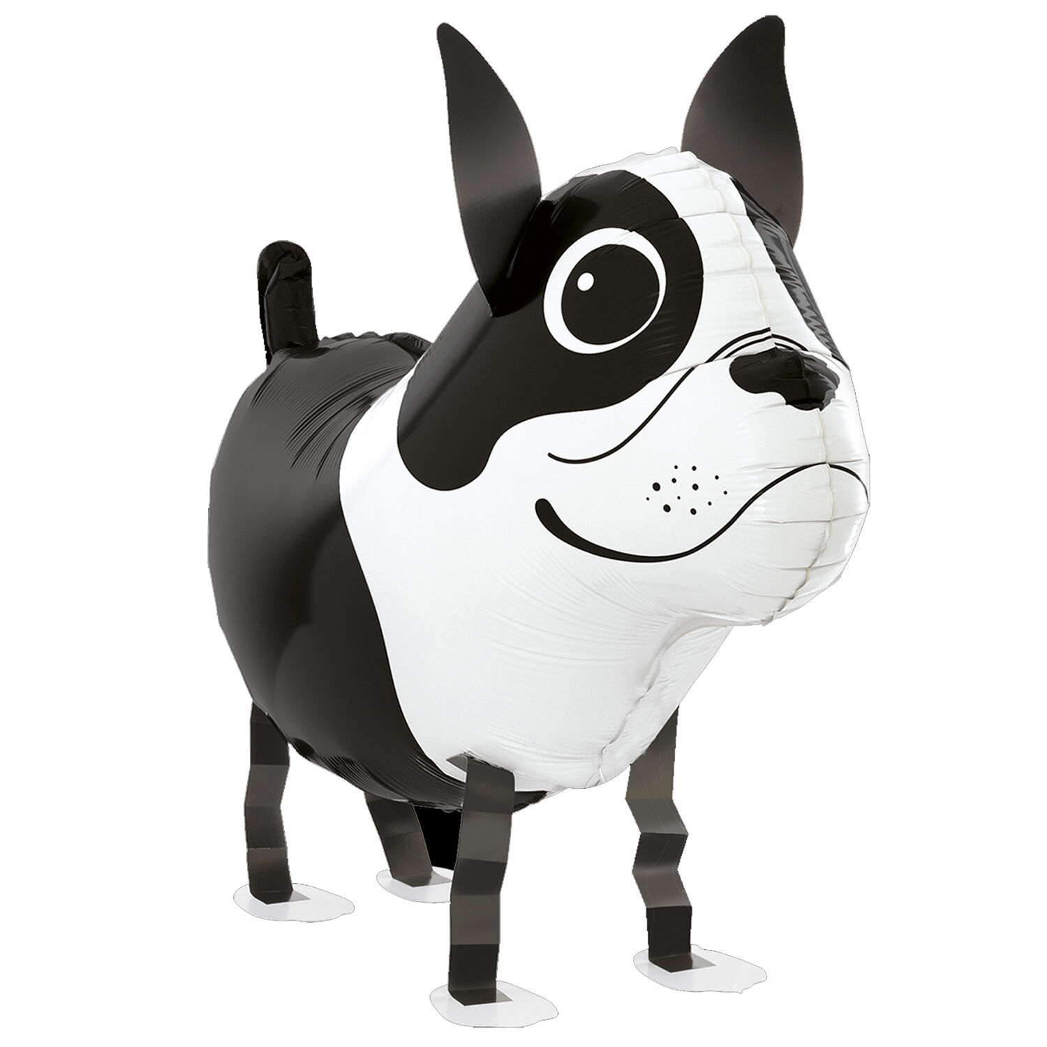 NEU Folienballon Airwalker Boston Terrier Hund, schwarz-wei, 58x47cm