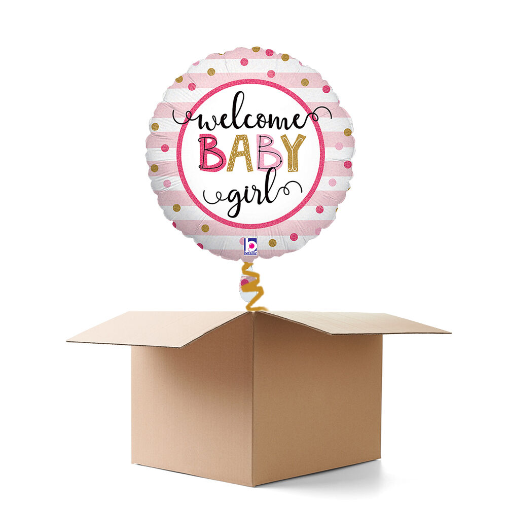 NEU Ballongre Welcome Baby Girl Stripes, rosa, 35cm, 1 Ballon