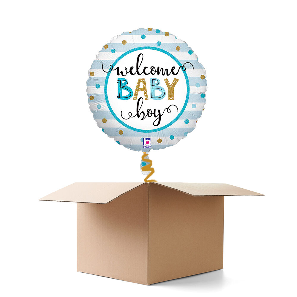 NEU Ballongre Welcome Baby Boy Stripes, blau, 35cm, 1 Ballon
