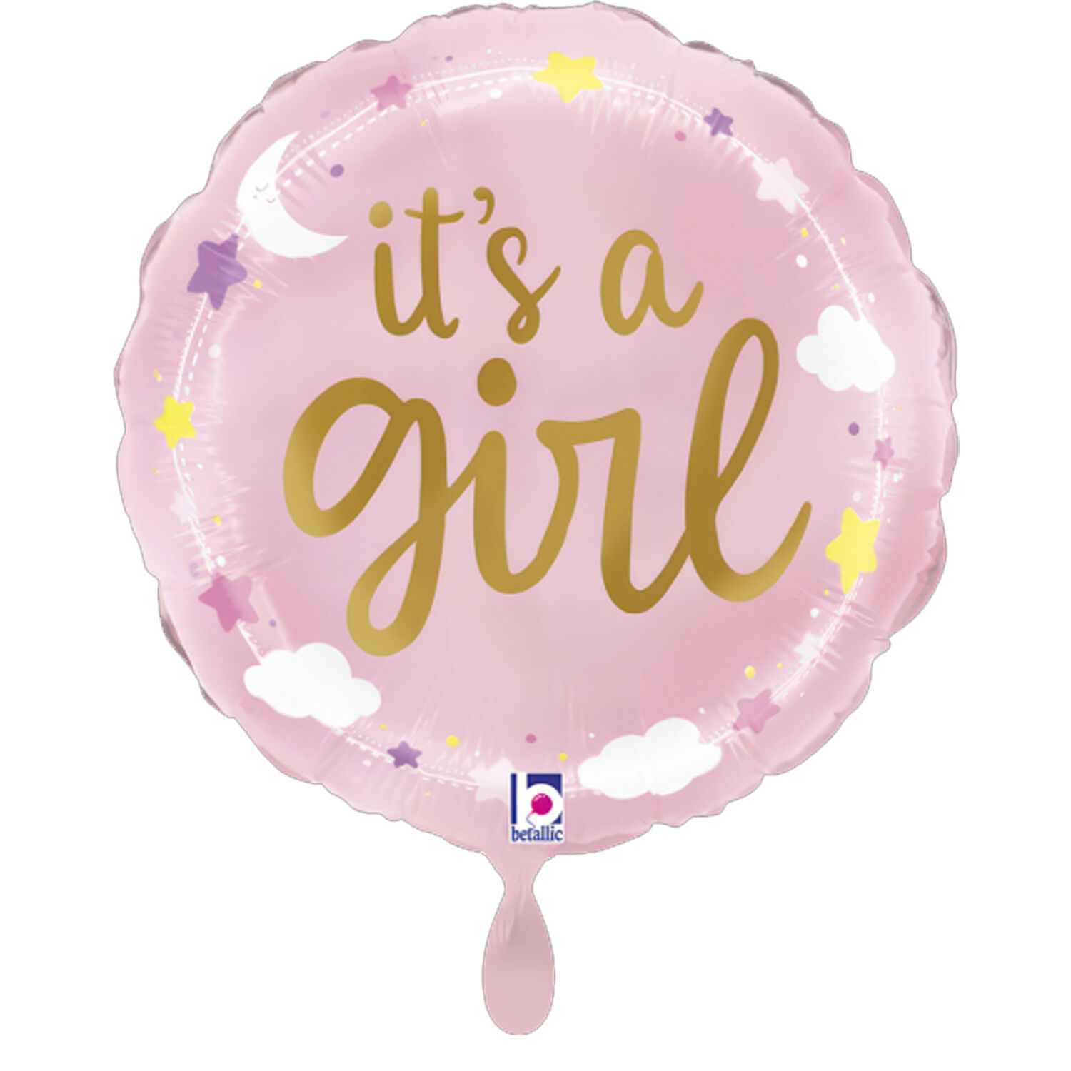 NEU Folienballon It's a Girl Sterne und Wolken, rosa, 35cm