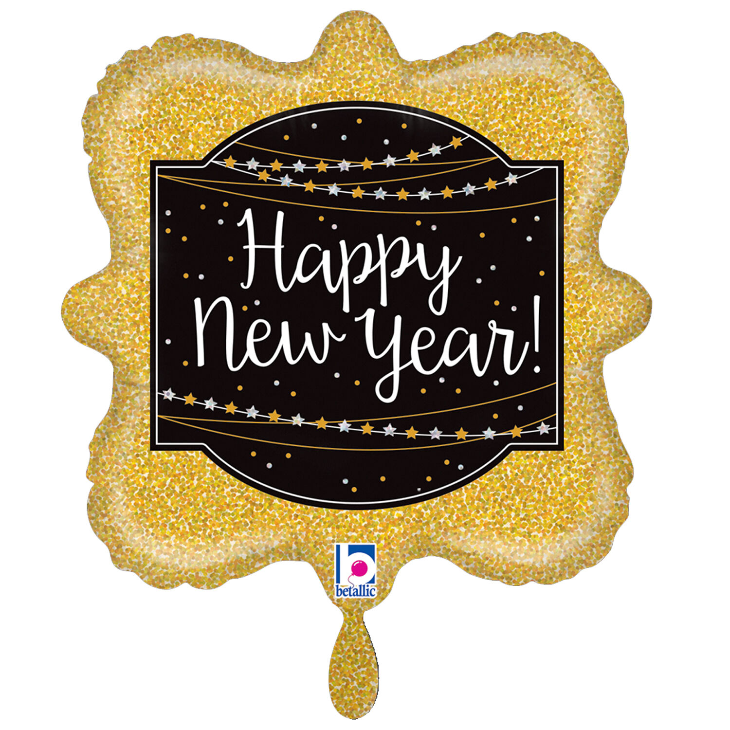 NEU Folienballon Happy New Year Glitter, gold, 35x35cm