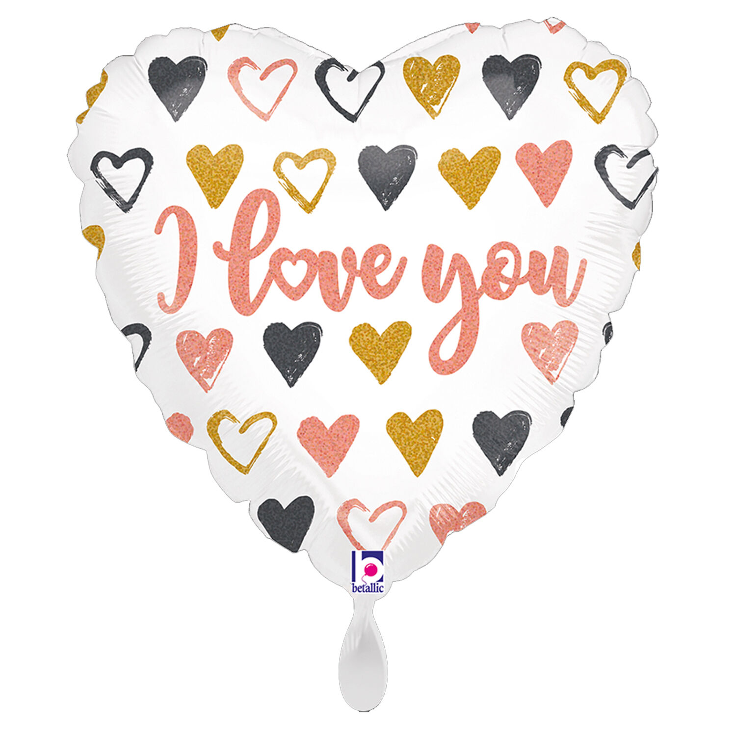 NEU Folienballon Herz I Love You Ros-Gold, 36x36cm