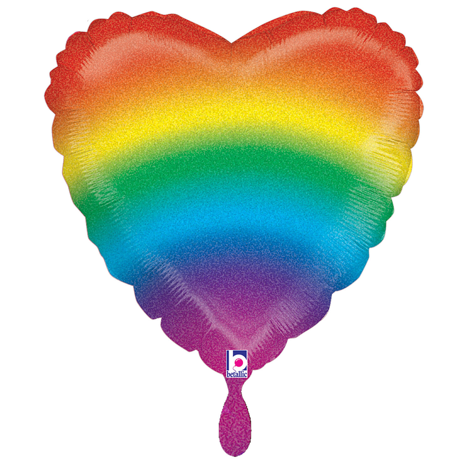 NEU Folienballon Herz Regenbogen, Rainbow Heart Glitter, bunt, 36x36cm