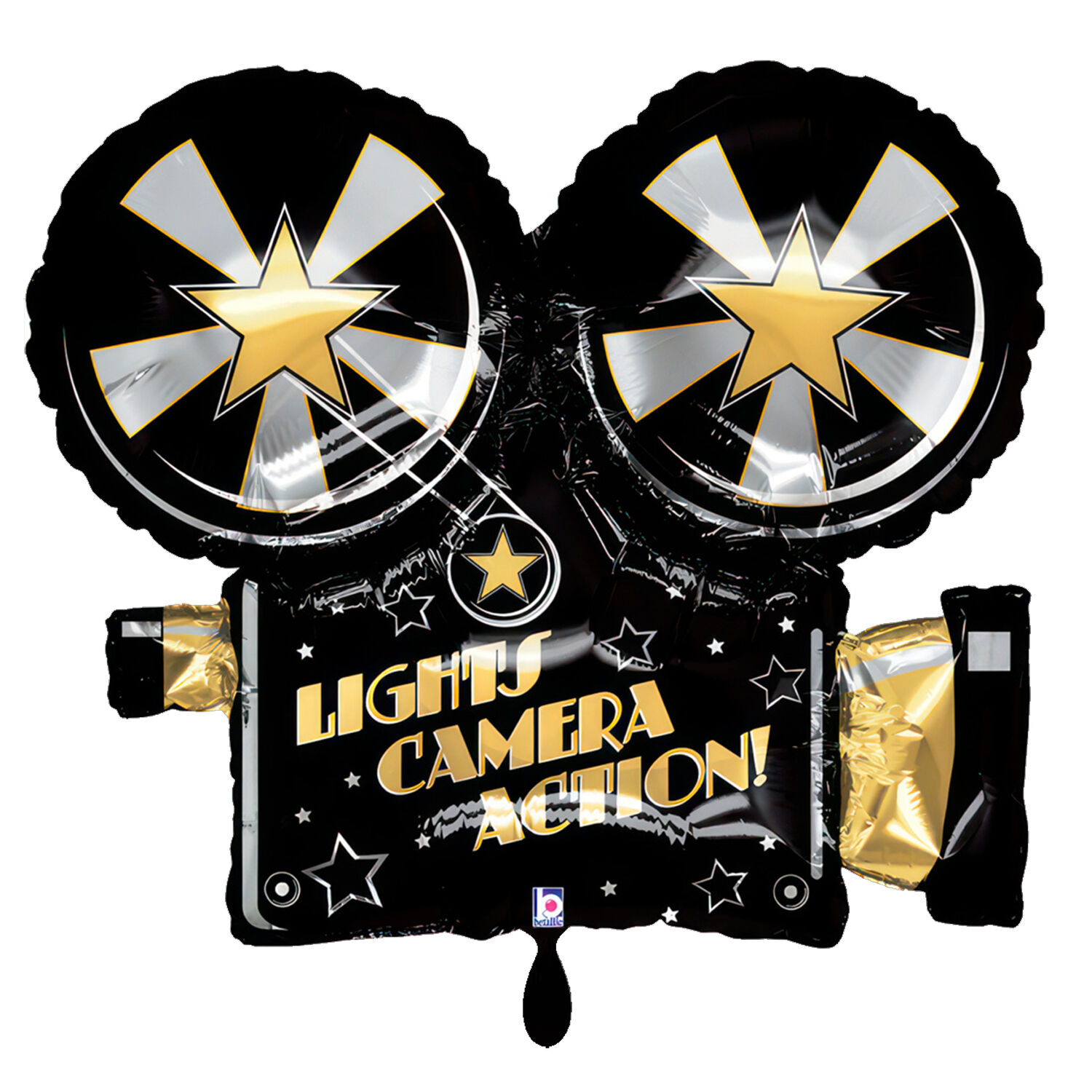 NEU Folienballon Lights - Camera - Action, Hollywood Filmkamera, schwarz, 62x54cm