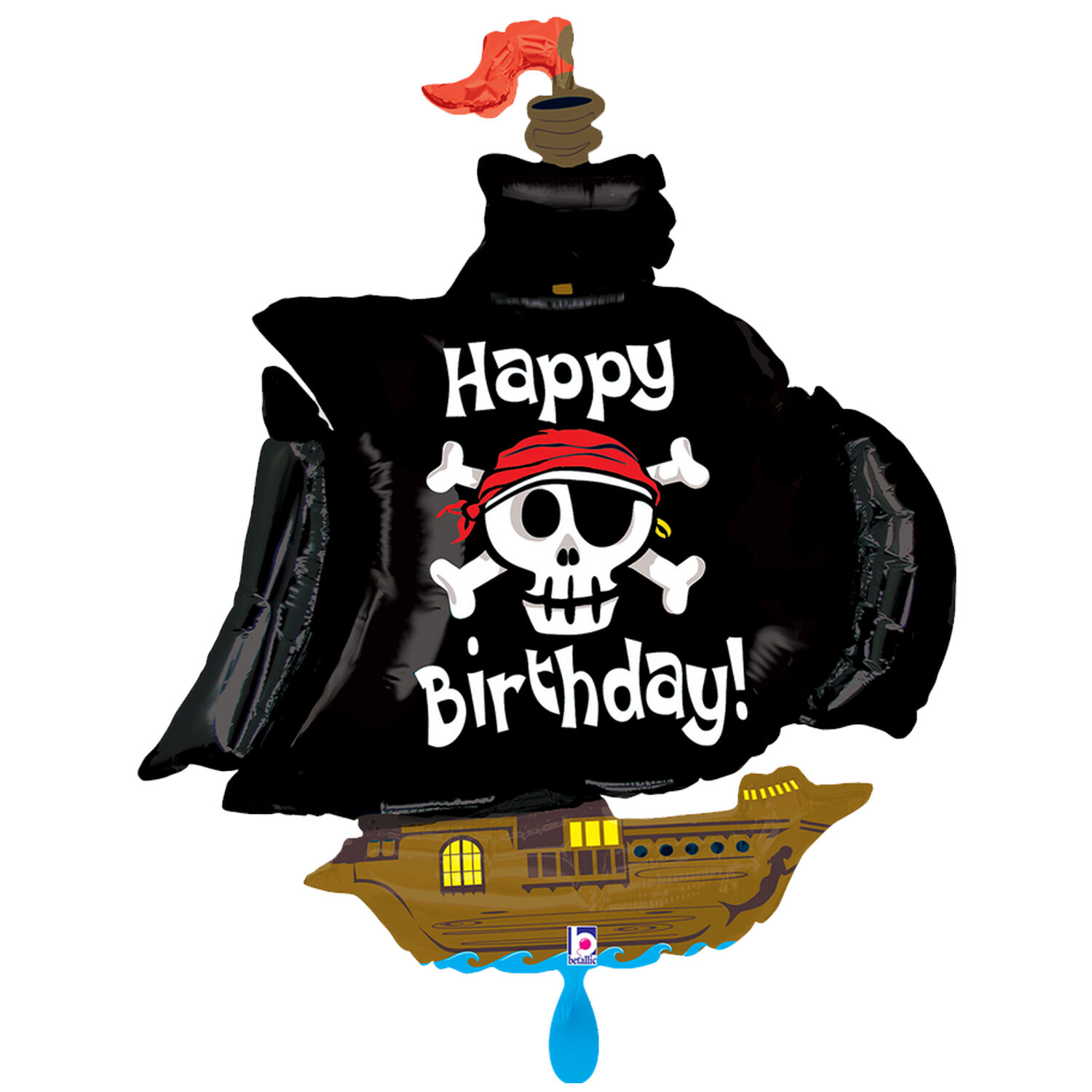 NEU Folienballon Piratenschiff Happy Birthday, 80x87cm