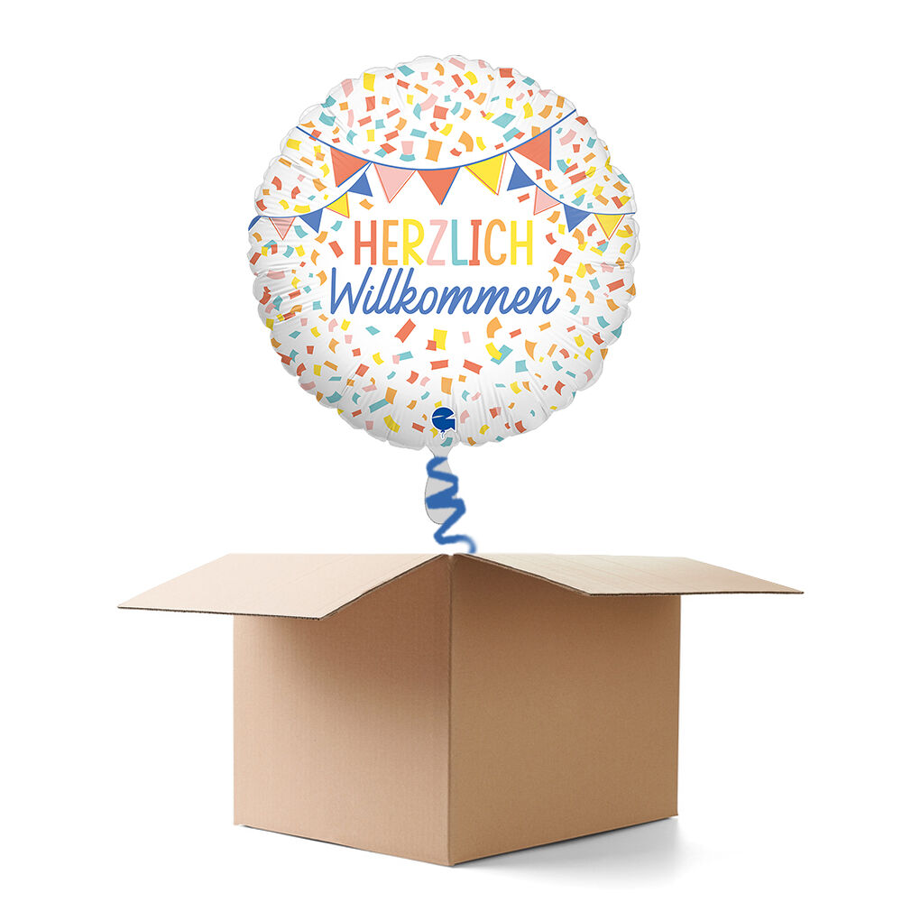 NEU Ballongre Herzlich Willkommen Konfetti, bunt, 35cm, 1 Ballon