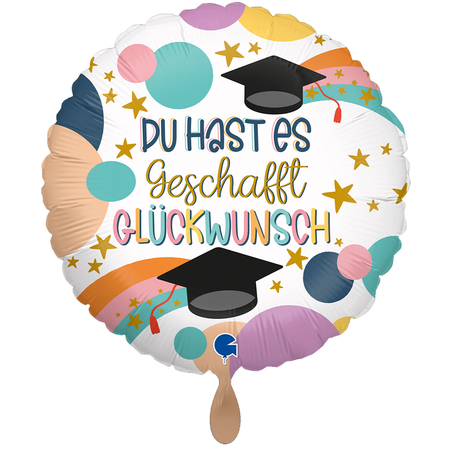 NEU Folienballon Du hast es geschafft, Glckwunsch, bunt, 35cm
