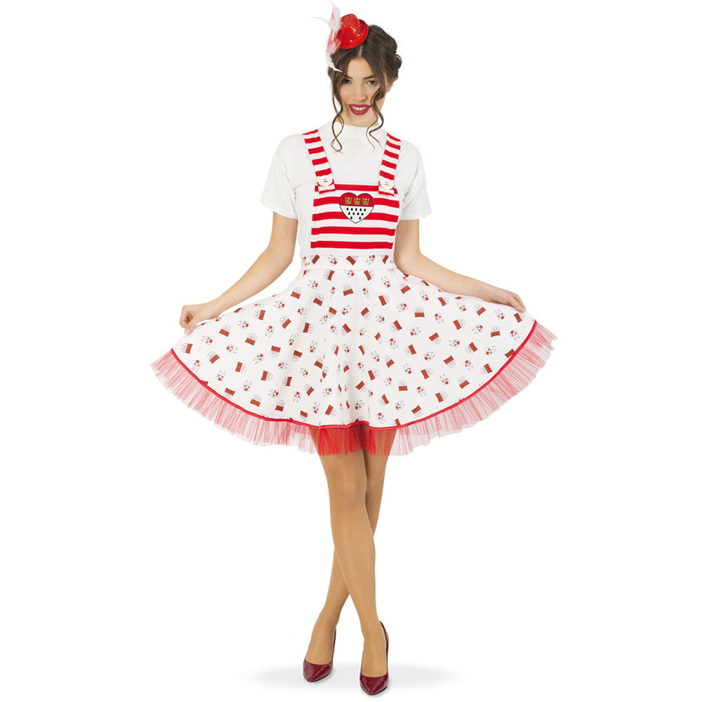 Damen-Kostüm Latzrock Kölle Alaaf, rot-weiß, Einheitsgröße Bild 2