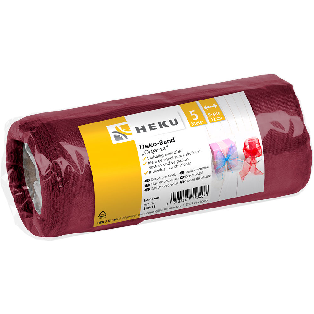 SALE Tischlufer / Deko-Band Organza, 5 m x 12 cm, Bordeaux