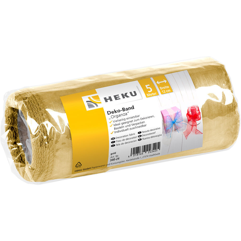 Woooozy Deko-Band Organza, gold, 5m x 12cm Tischlufer