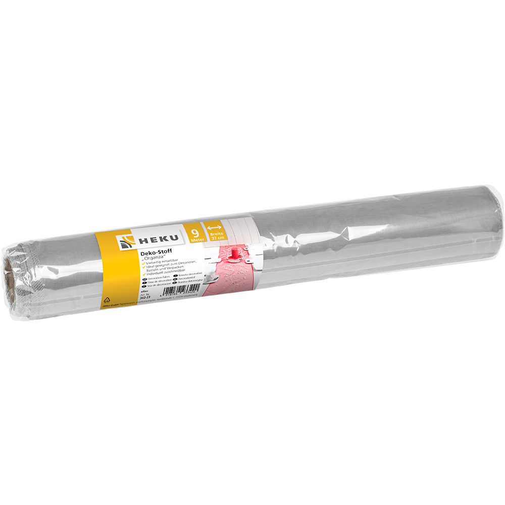 Woooozy Deko-Stoff Organza, silber, 9m x 37cm Tischlufer
