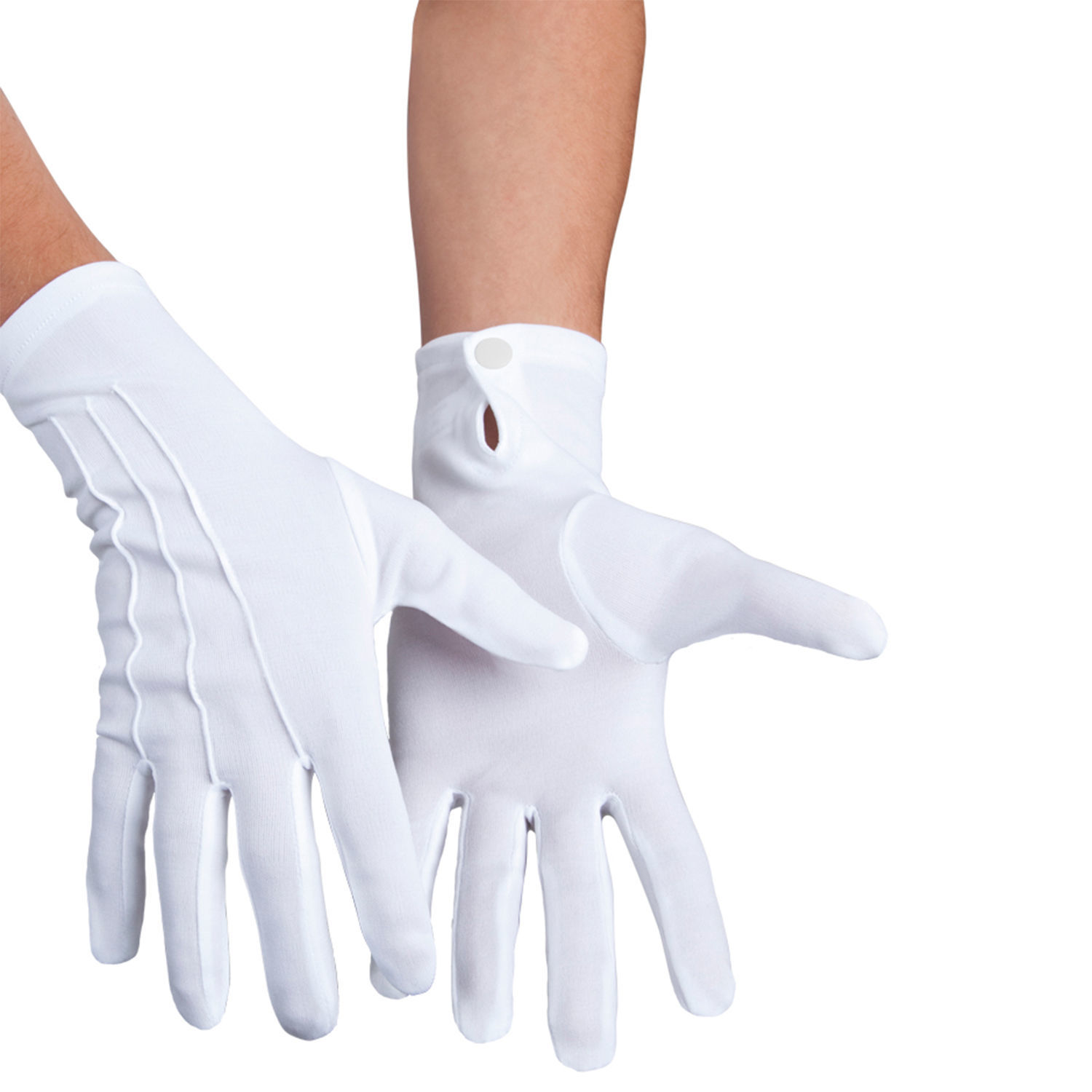 Handschuhe mit Biesen, Herrengröße XL, Baumwolle, weiß