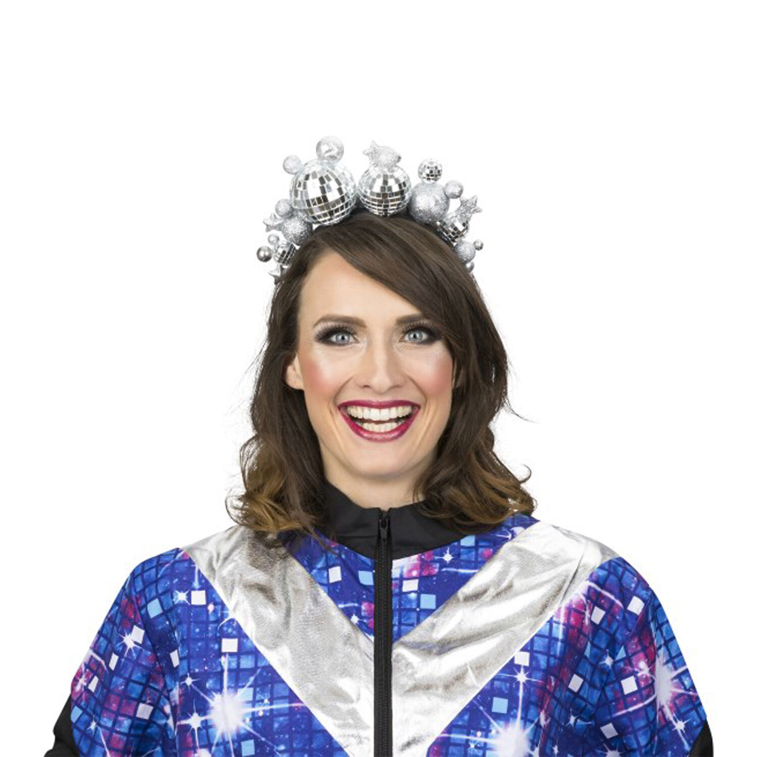 NEU Haarreif deluxe mit Discokugeln, silber