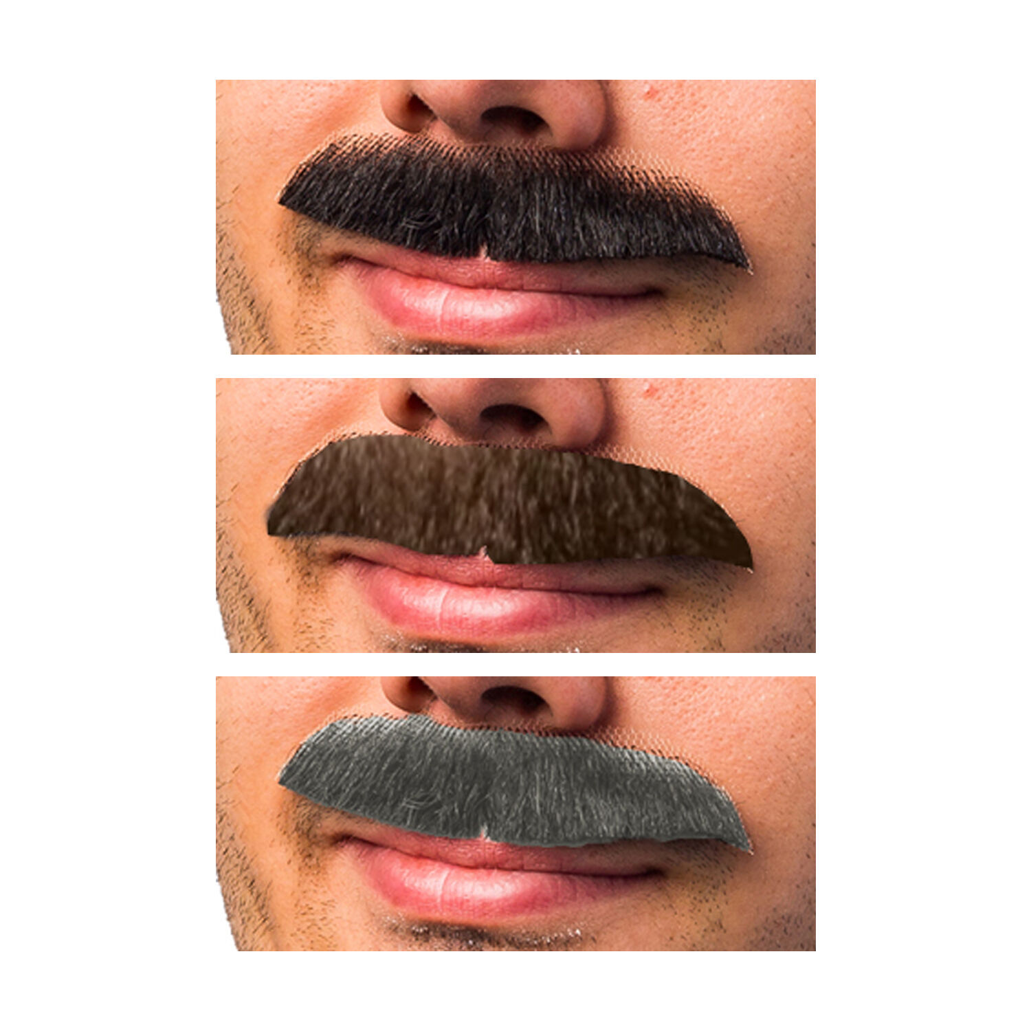 Premium Agentenbart / Schnurrbart, Kunsthaar, Handgeknpft, Schwarz