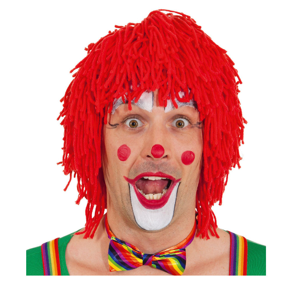 Perücke Unisex Clown aus Wolle, rot