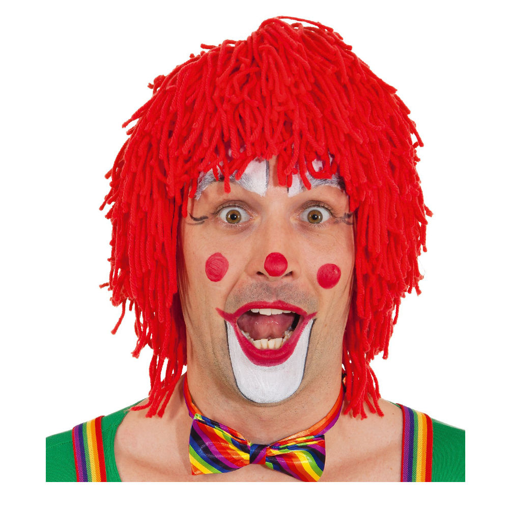 Percke Unisex Clown aus Wolle, rot - mit Haarnetz Bild 2