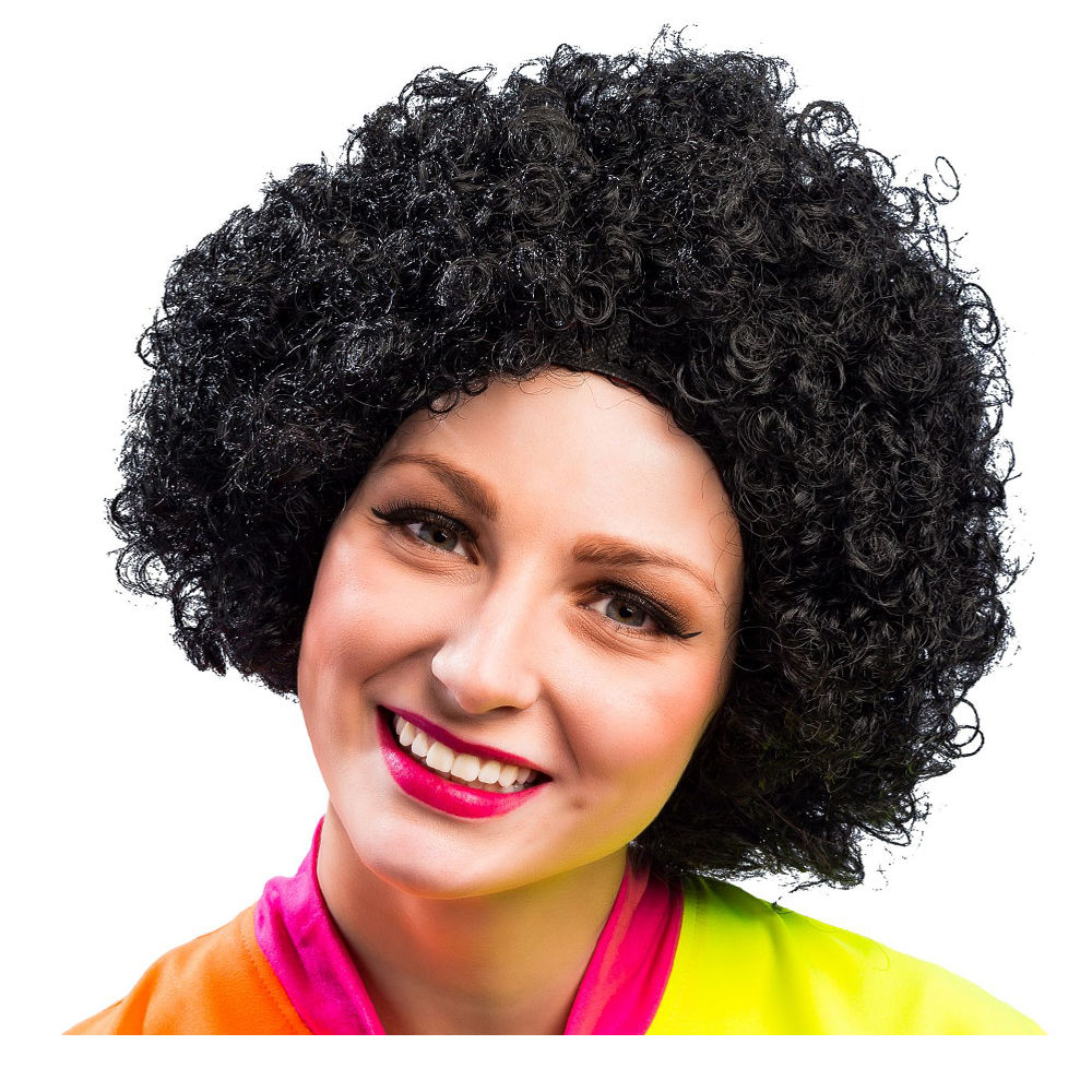 Percke Unisex Clown, Afro Hair, kleine Locken, schwarz - mit Haarnetz Bild 2