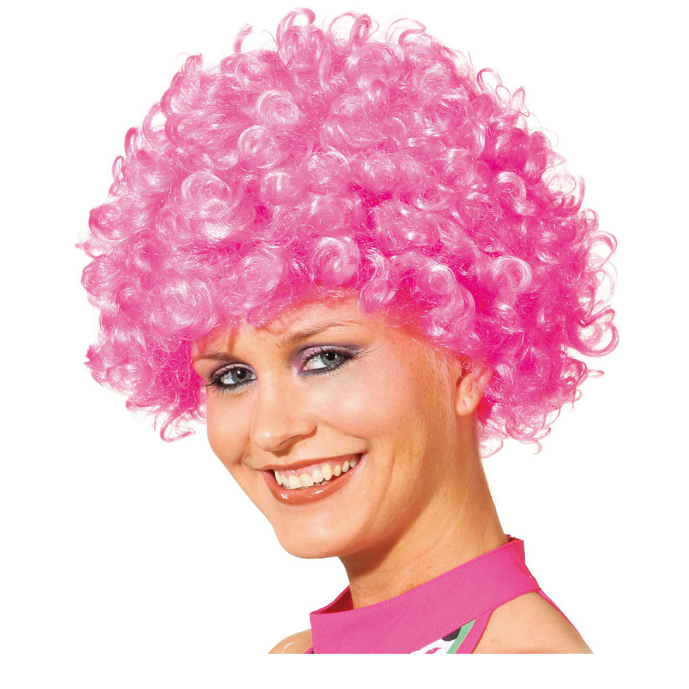 Percke Unisex Clown, Afro Hair, kleine Locken, pink - mit Haarnetz Bild 2