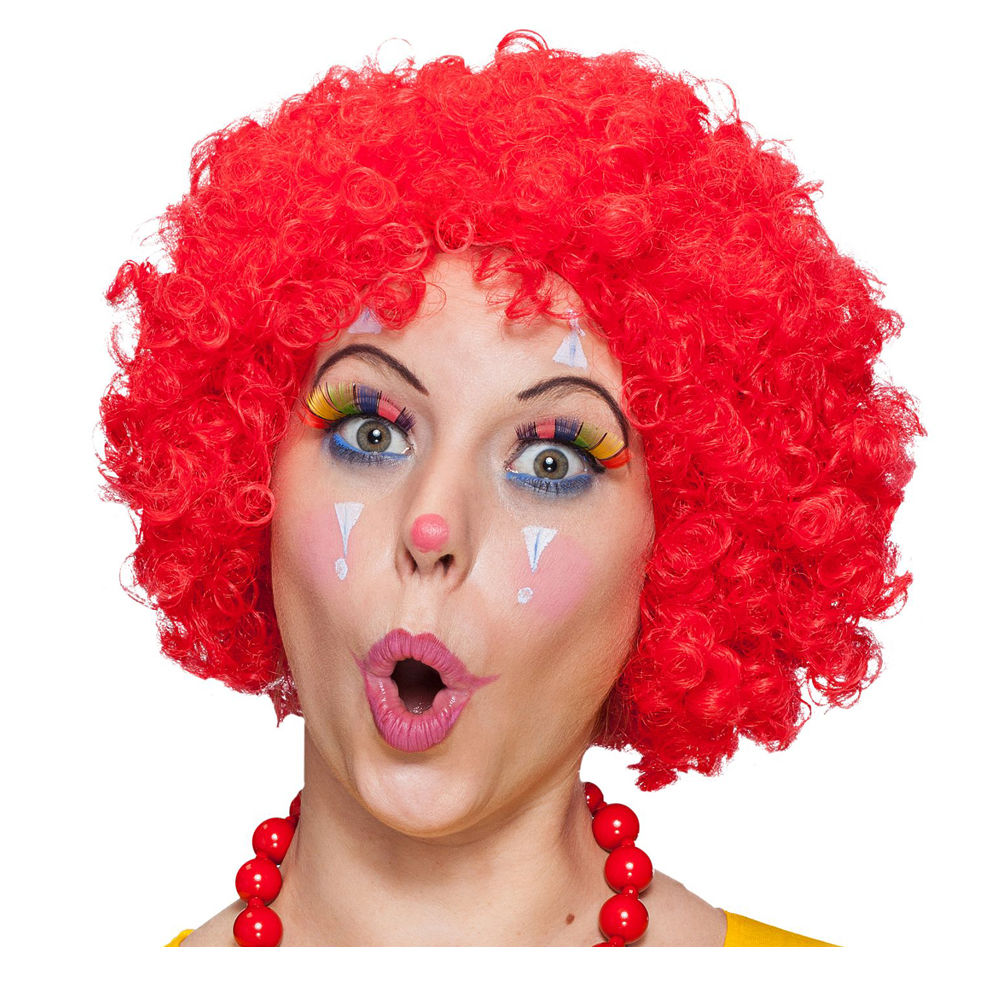 Percke Unisex Clown, Afro Hair, kleine Locken, rot - mit Haarnetz Bild 2