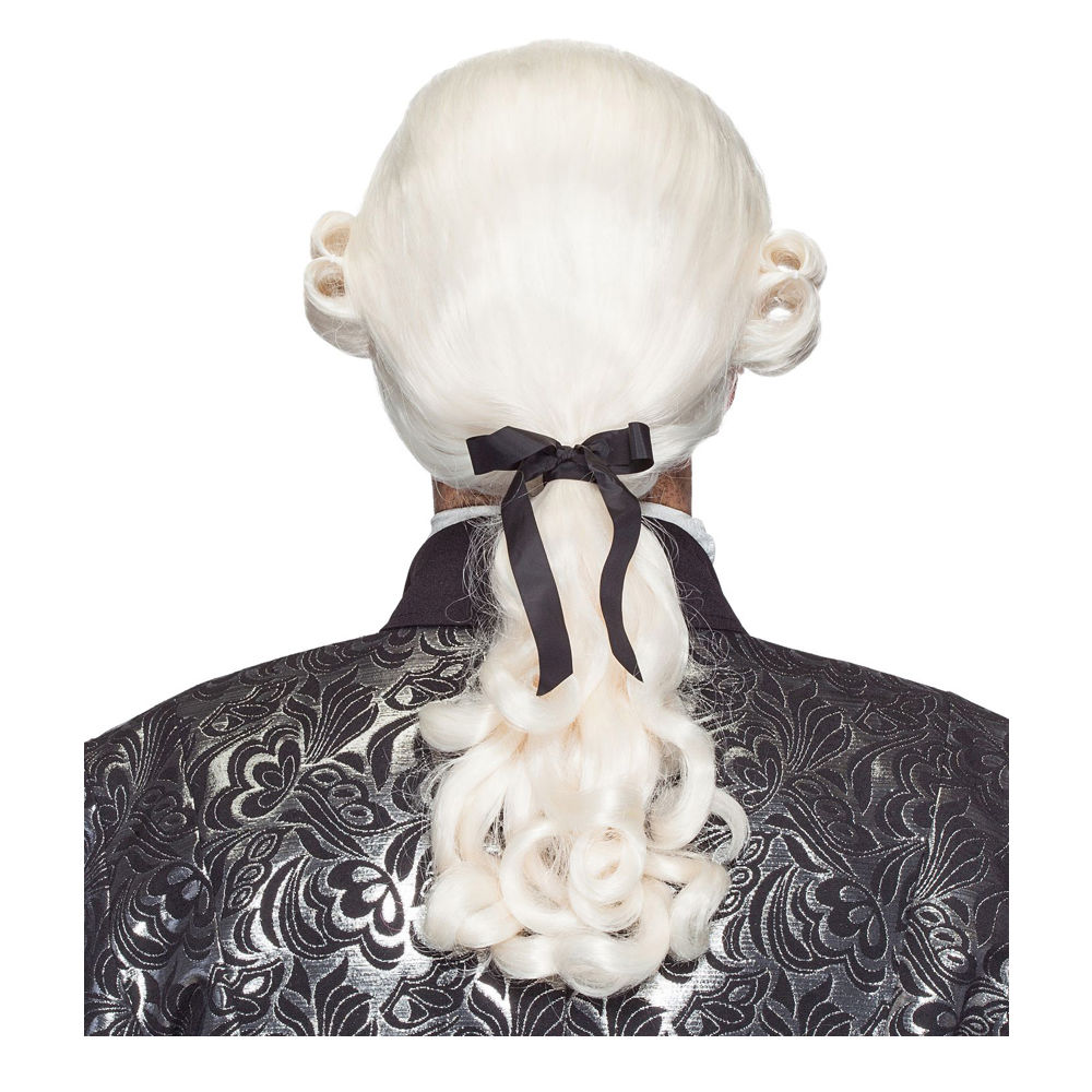 Perücke Herren Rokoko Don Juan mit Zopf, weiß - mit Haarnetz Bild 3