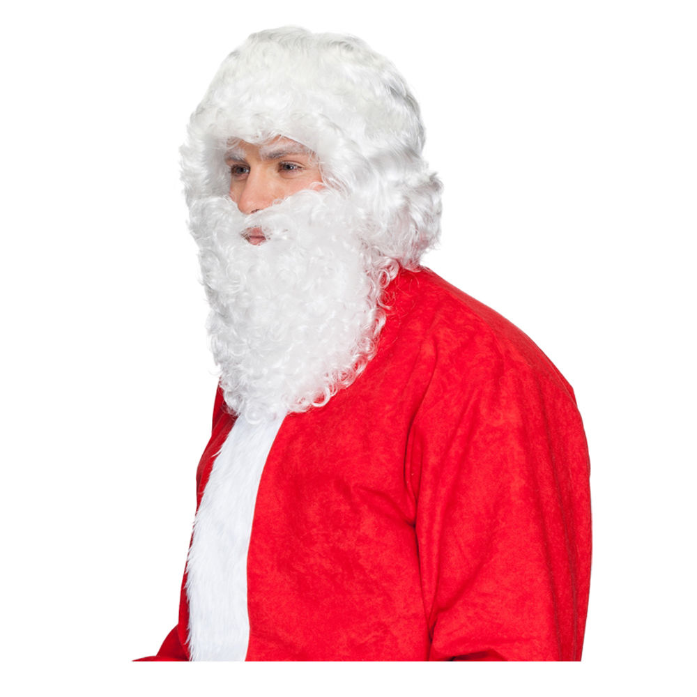 Perücke Herren Nikolaus Weihnachtsmann, Set Perücke und Bart, Standard, weiß - mit Haarnetz Bild 4