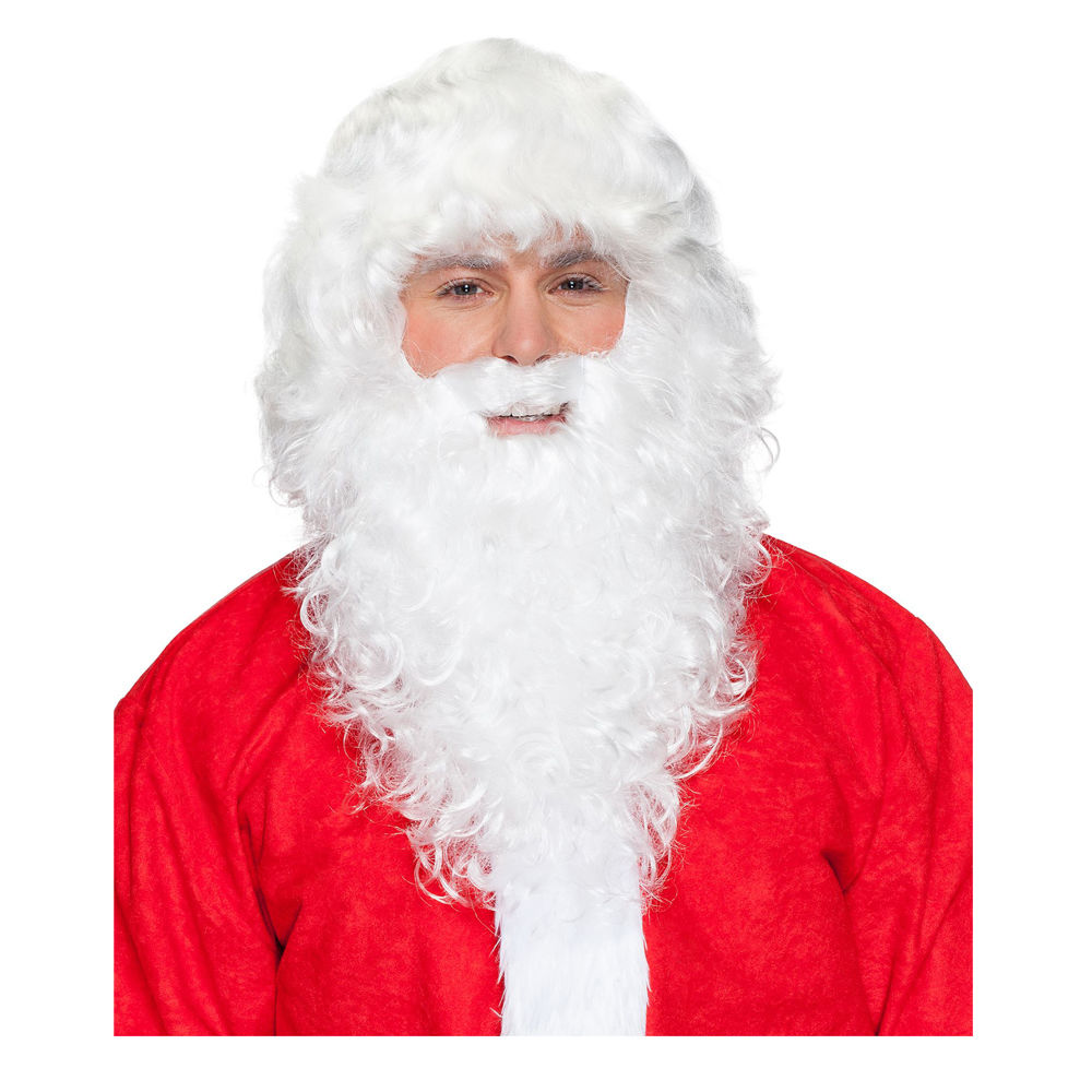 Perücke Herren Nikolaus Weihnachtsmann, Set Perücke und Bart, Premium, weiß - mit Haarnetz Bild 2