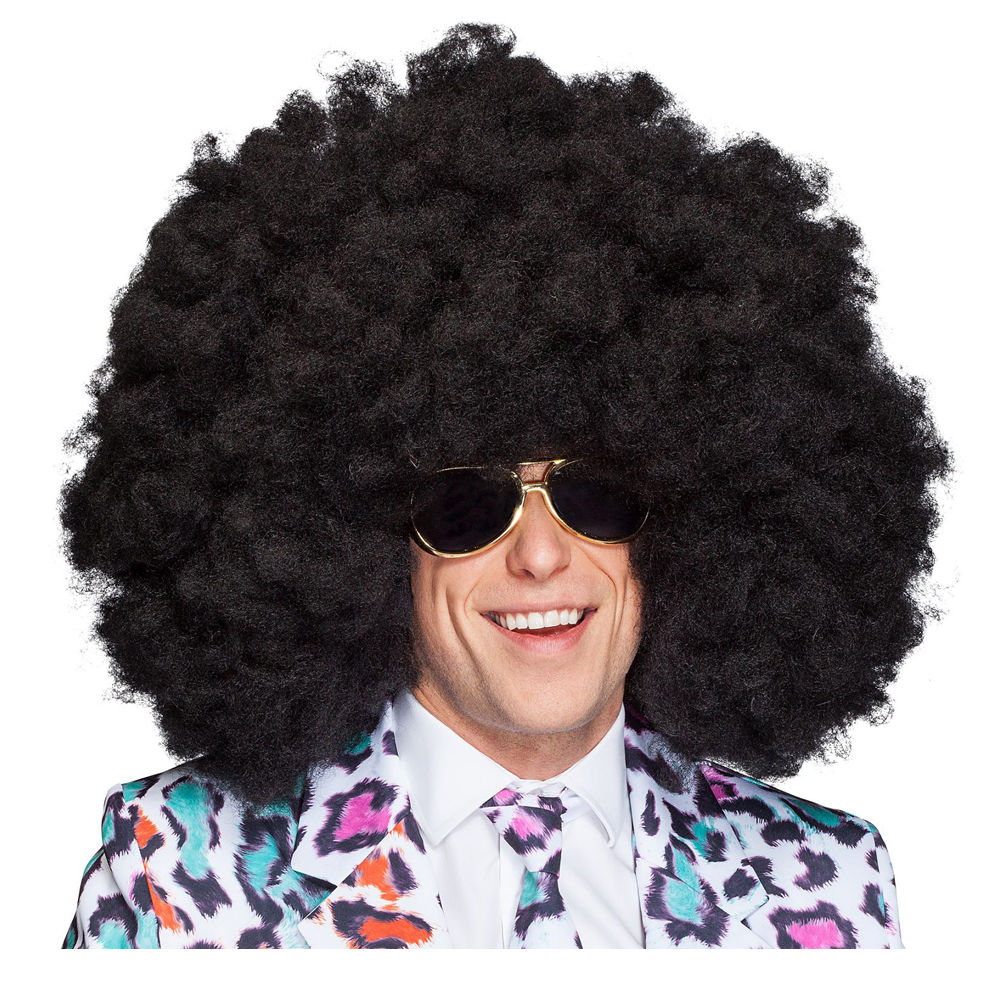 Percke Unisex Super-Riesen-Afro Locken, Jimmy, schwarz - mit Haarnetz Bild 2