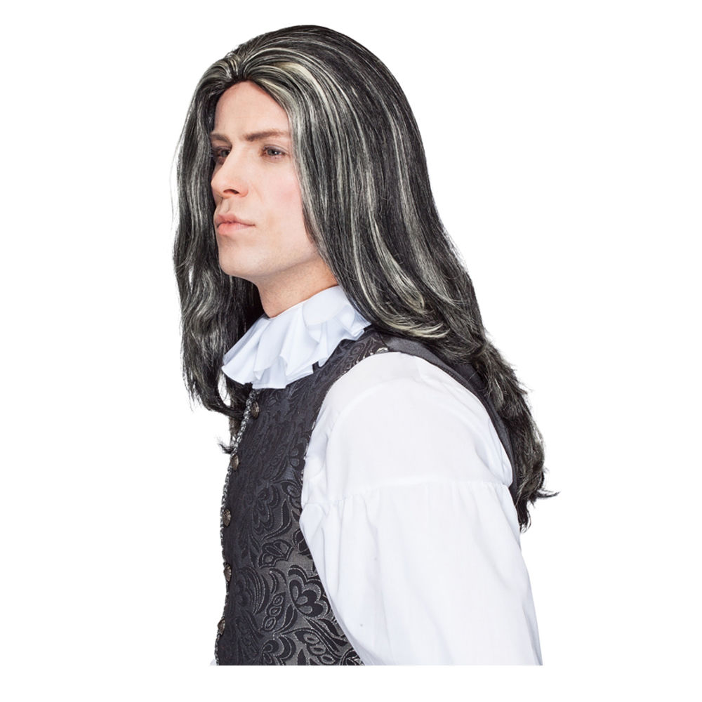 SALE Percke Herren Langhaar Baron-Dracula, gestrhnt, schwarz grau Bild 3