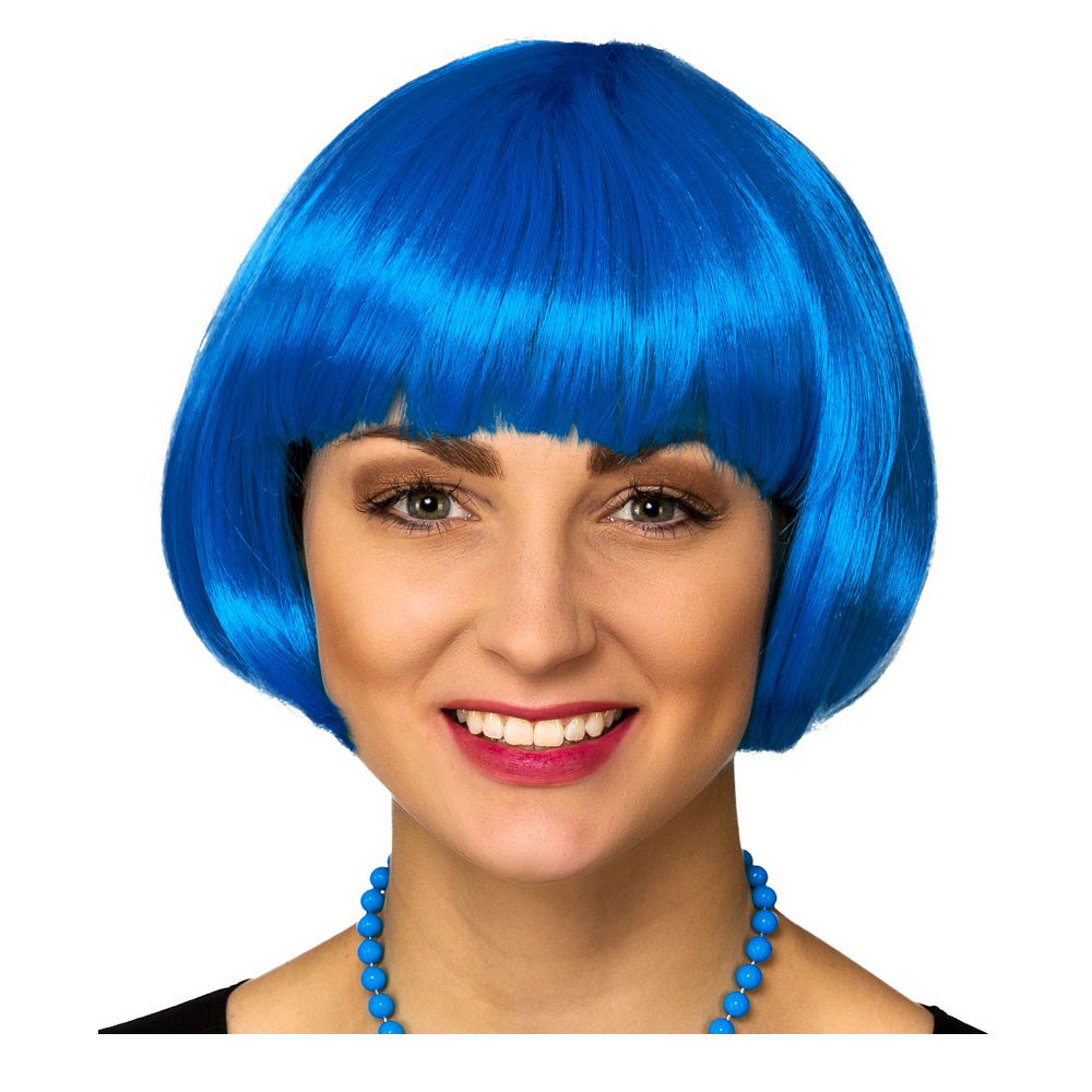 Percke Damen Bob, Pagenkopf mit Pony, Foxy Cabaret, blau - mit Haarnetz Bild 2