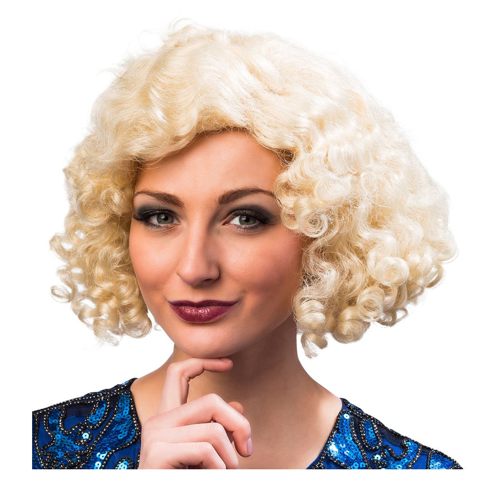 SALE Percke Damen Kurzhaar Bob Pagenkopf mit Locken, Charlston 20er, Flirty Flapper, blond