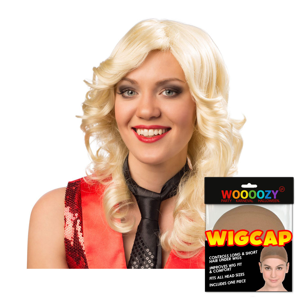 Percke Damen Langhaar leicht gelockt, Retro, Carmen, blond - mit Haarnetz