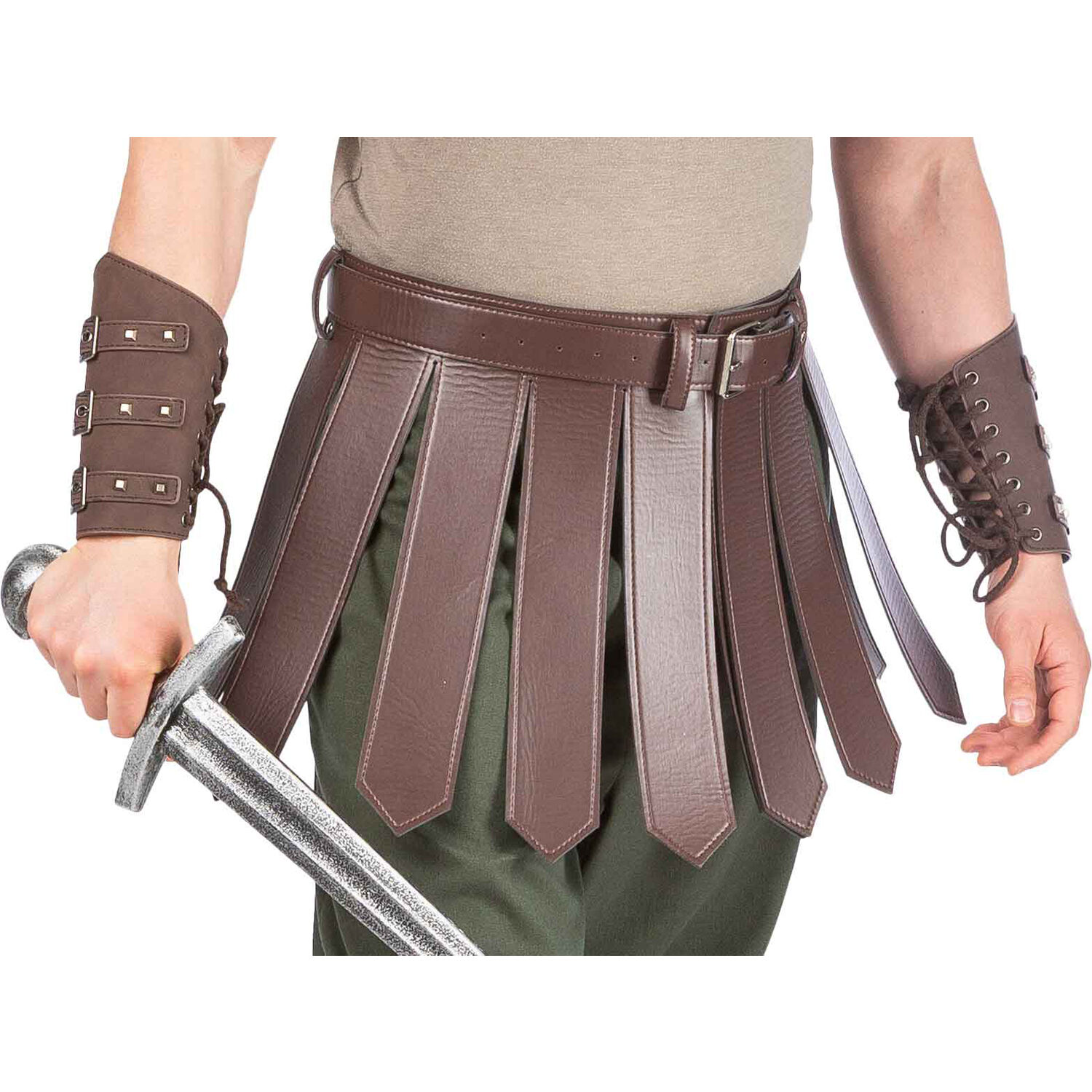 Armstulpen Gladiator, braun, Lederimitat, gr��enverstellbar