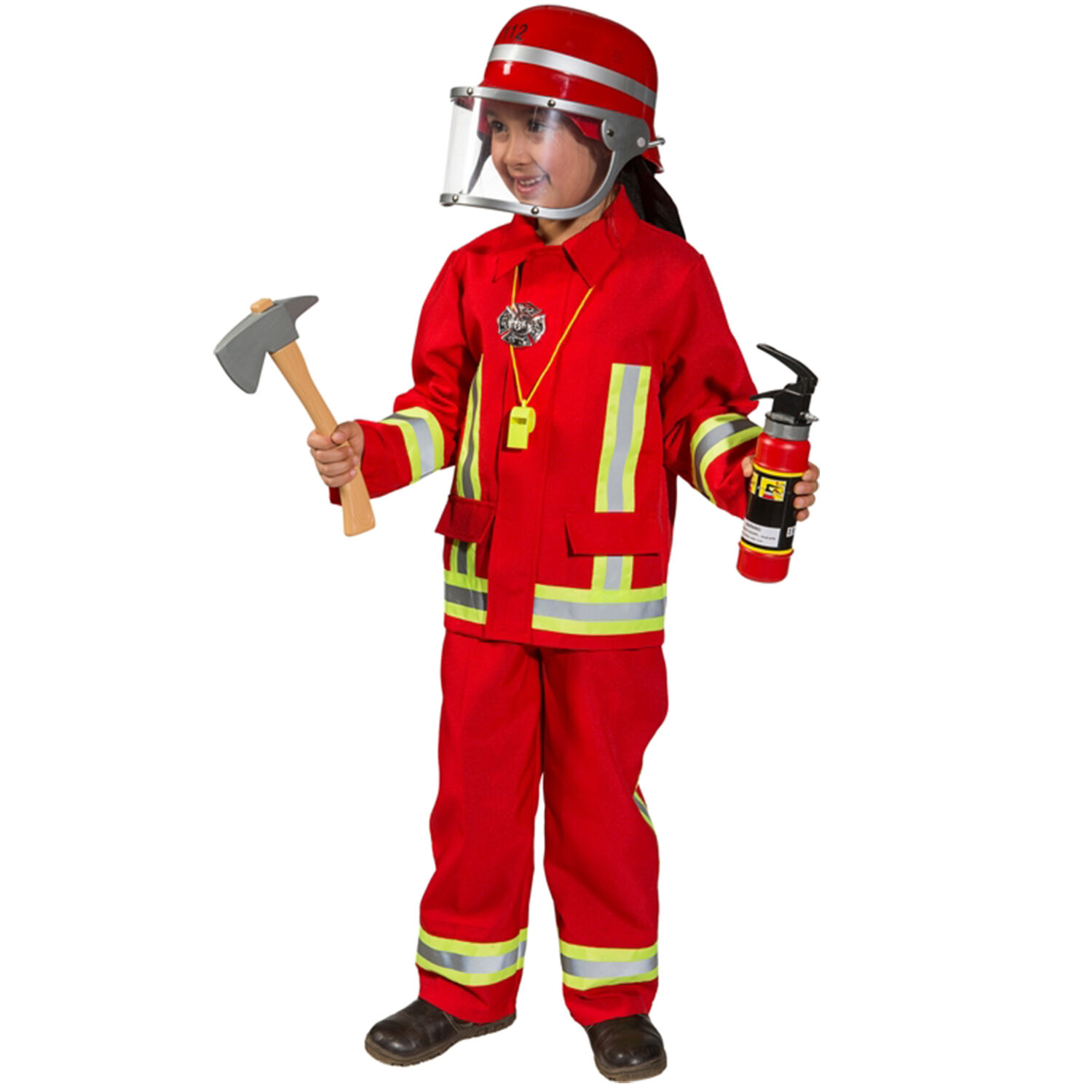 NEU Kinder-Kostm Feuerwehr, zweiteiliges Feuerwehrkostm, rot, Gr. 104