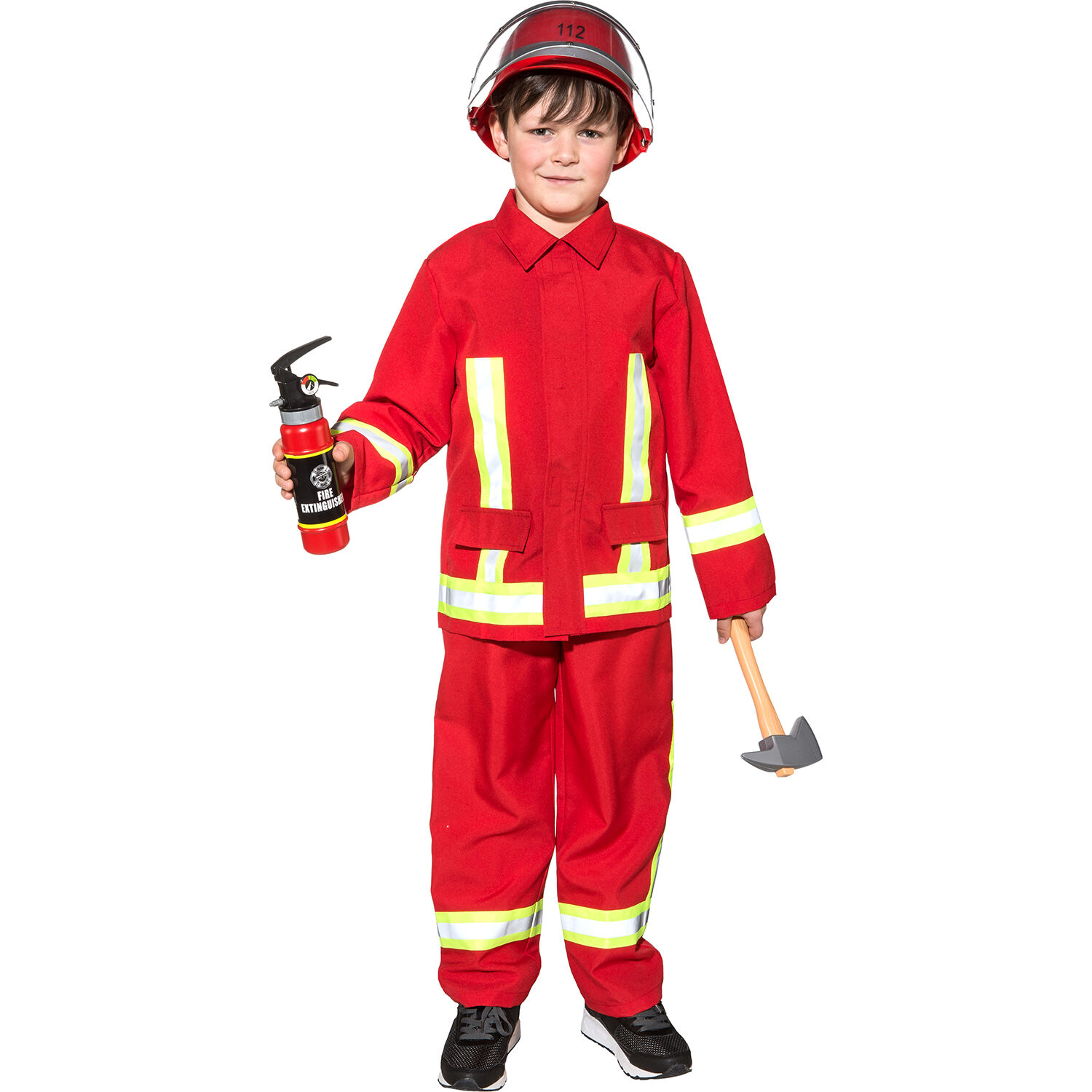NEU Kinder-Kostm Feuerwehr, zweiteiliges Feuerwehrkostm, rot, Gr. 104 Bild 2
