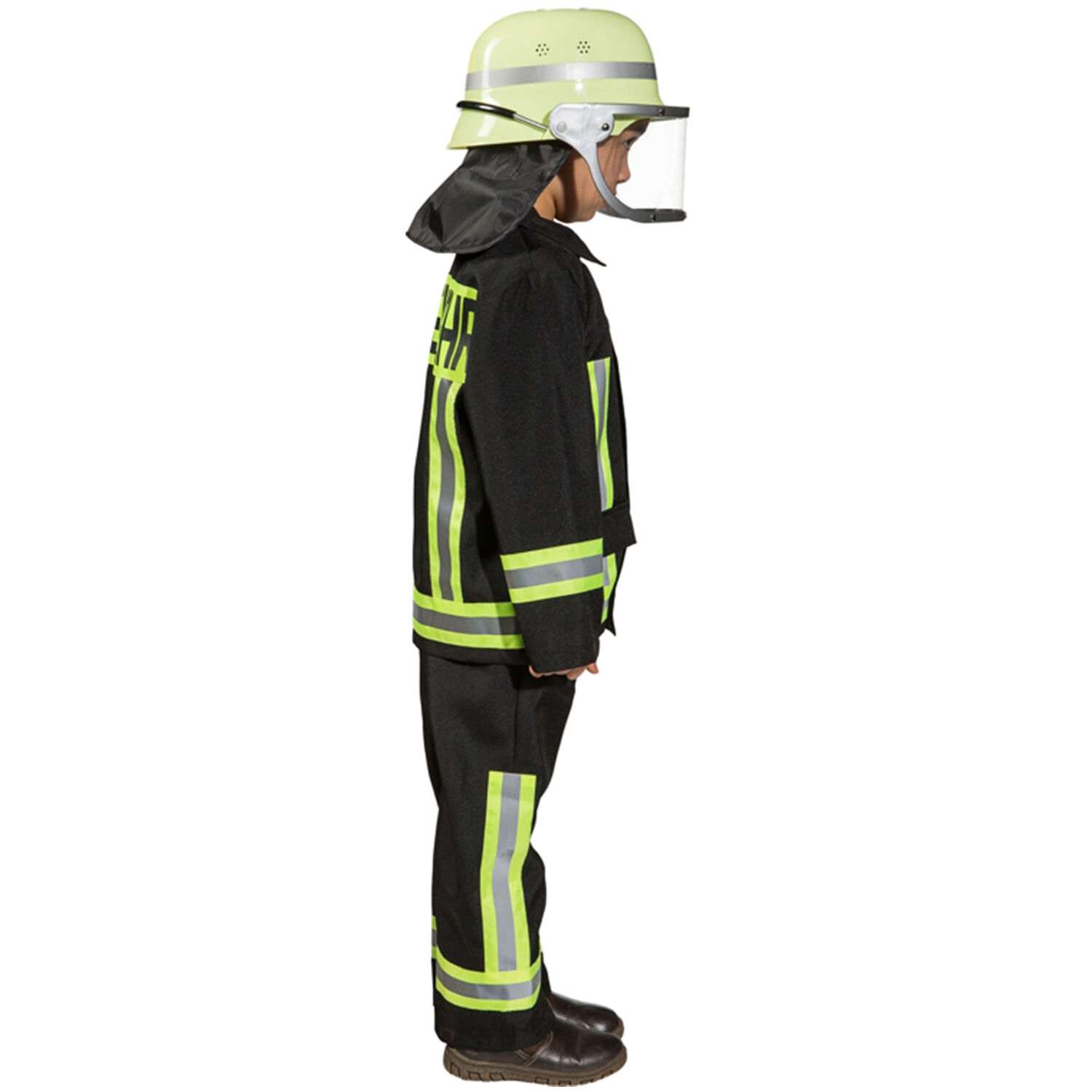 NEU Kinder-Kostüm Feuerwehr, zweiteiliges Feuerwehrkostüm, schwarz, Gr. 104 Bild 3