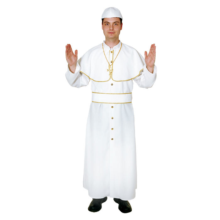 Herren-Kostüm Papst, weiß mit Goldborte Gr. 50-52
