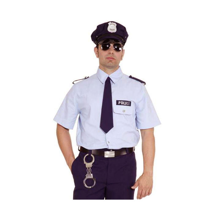 Herren-Hemd Police blau, Gr. 50-52