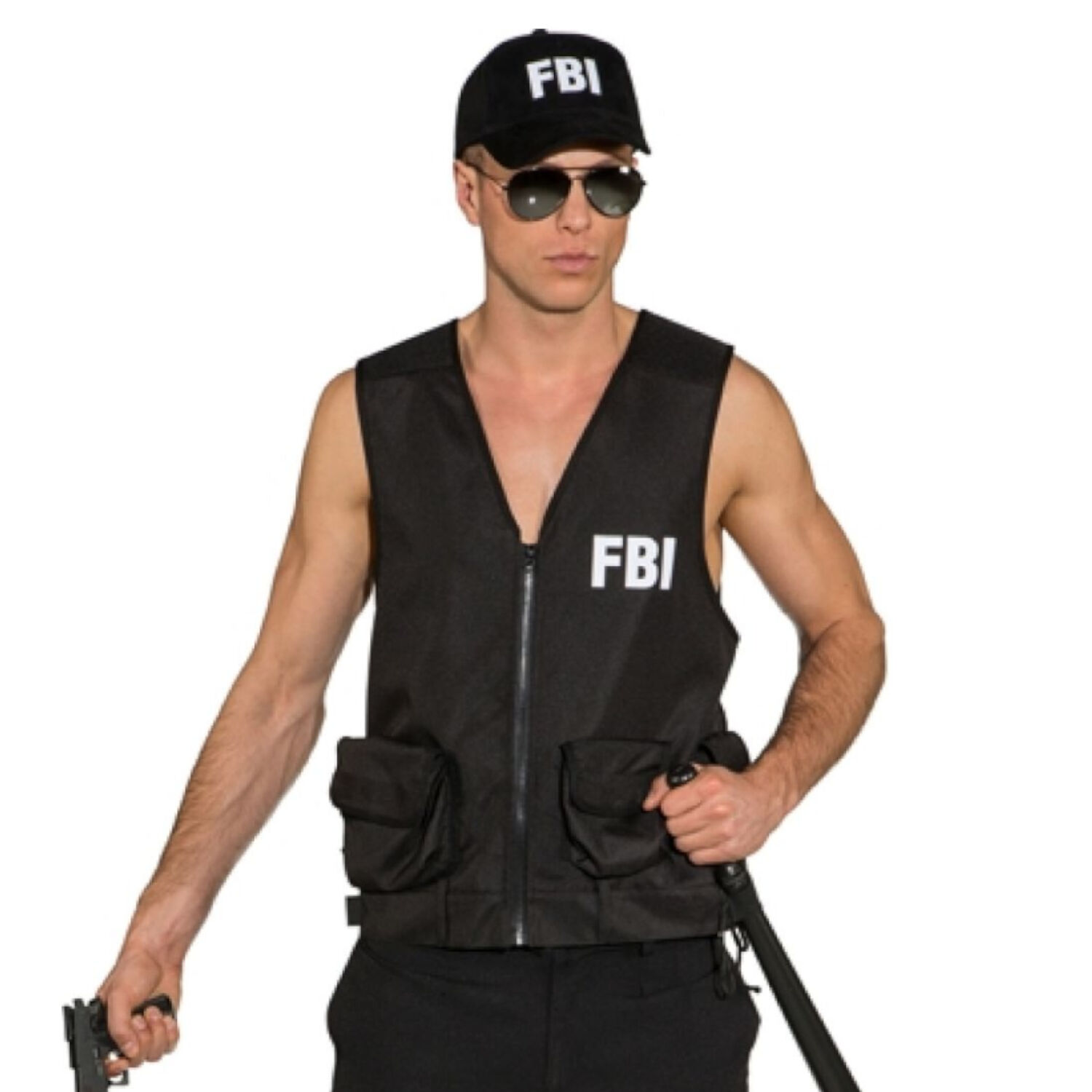 Kostm FBI Weste, schwarz, Einheitsgre