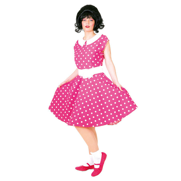 SALE Damen-Kostüm Rock n Roll rosa-weiß, Gr. 42