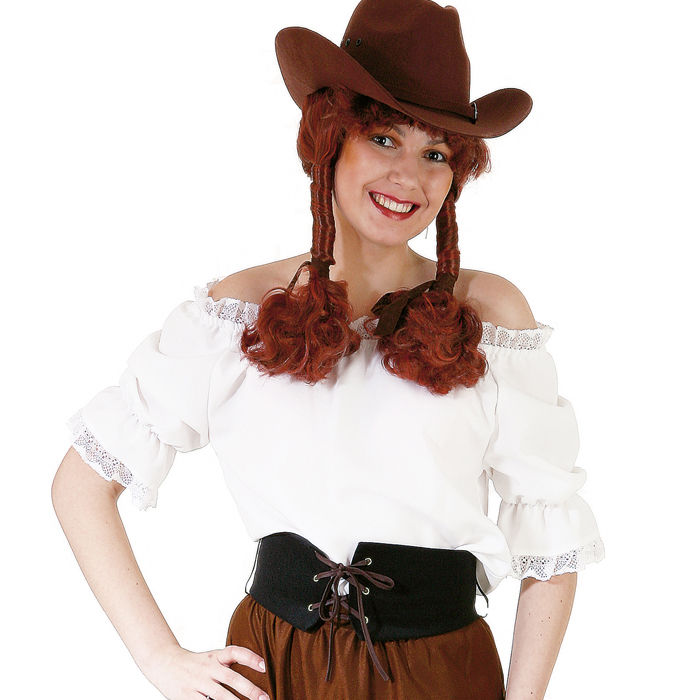 SALE Damen-Bluse Western mit Spitze, wei, Gr. 36-38