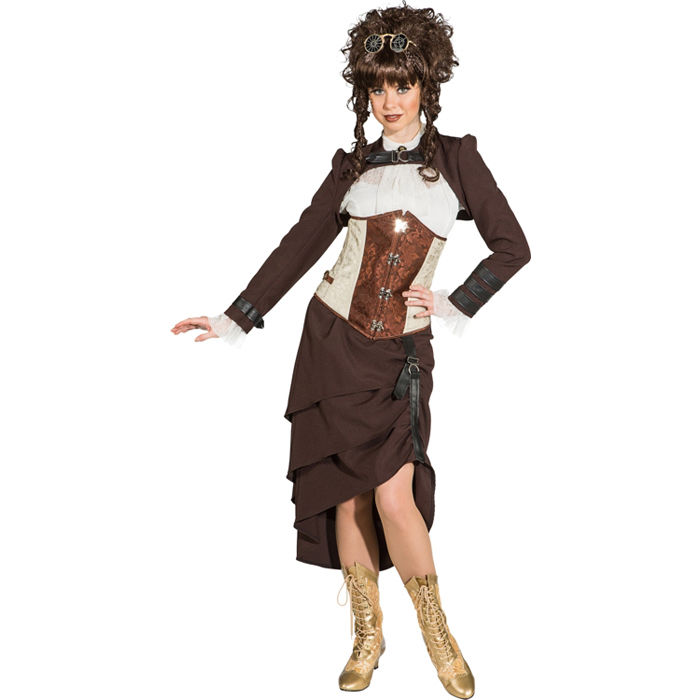 Damen-Kostüm Steampunk Lagenrock braun, Gr. 36