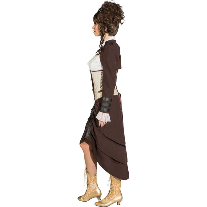 Damen-Kostüm Steampunk Lagenrock braun, Gr. 42 Bild 2